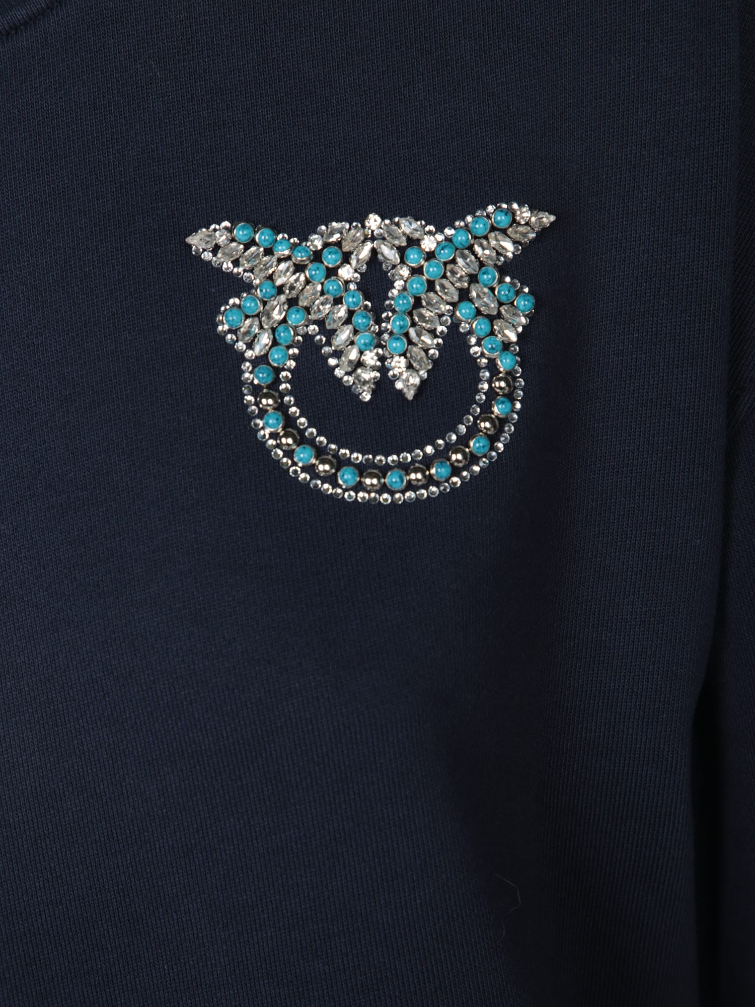 Pinko Cropped Sweatshirt With Voluminous Sleeves In Blue