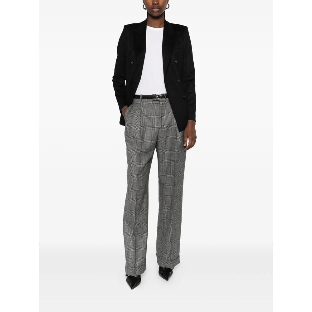Berwich Pleated Checked Trousers In Gray
