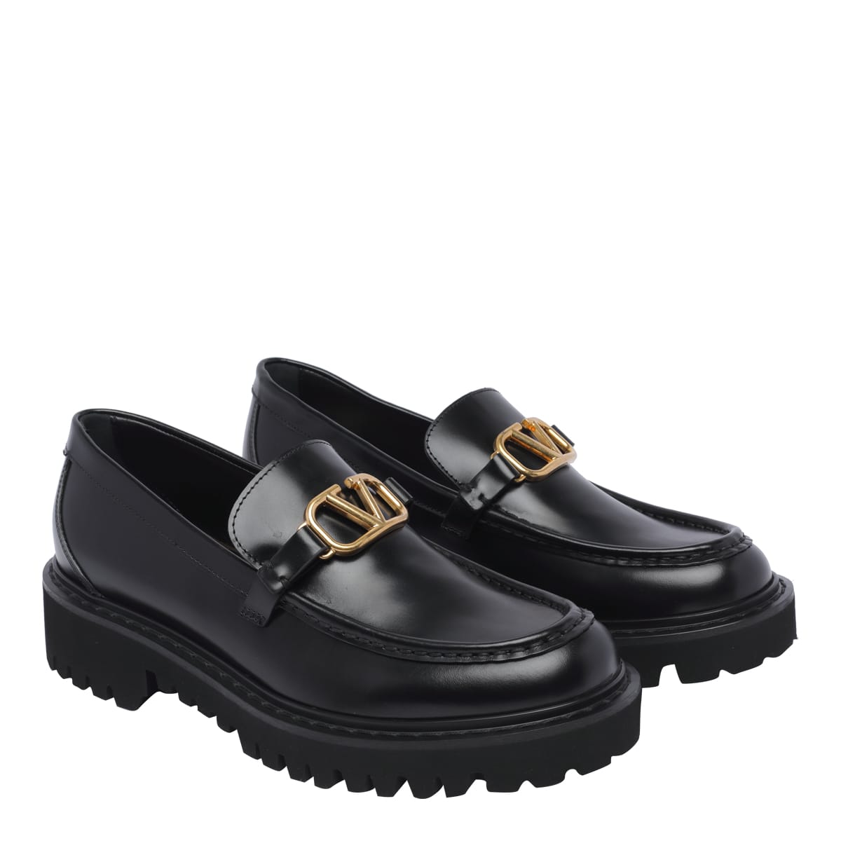 Shop Valentino Vlogo Signature Loafers In Black