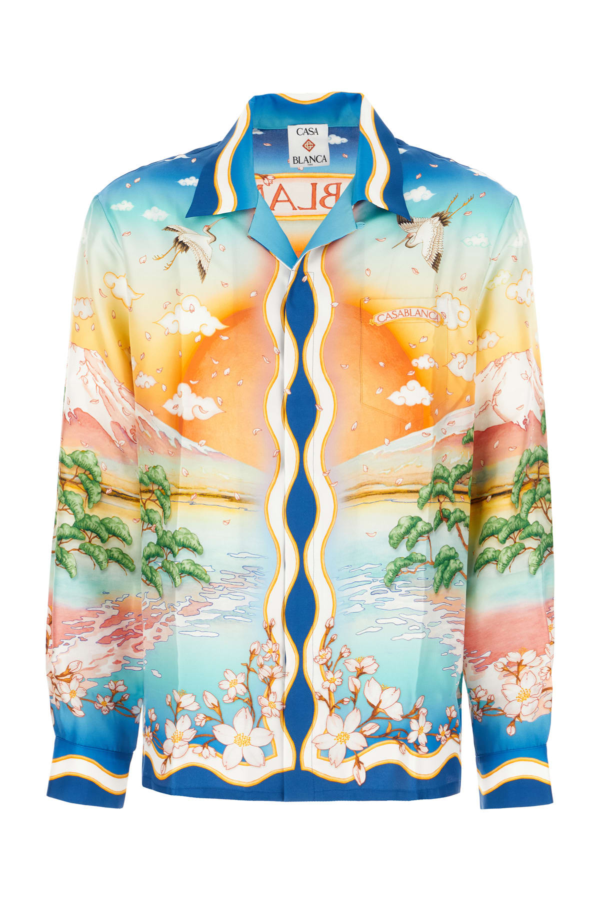Casablanca Tennis Club Convertible-collar Printed Silk-twill Shirt In Multi