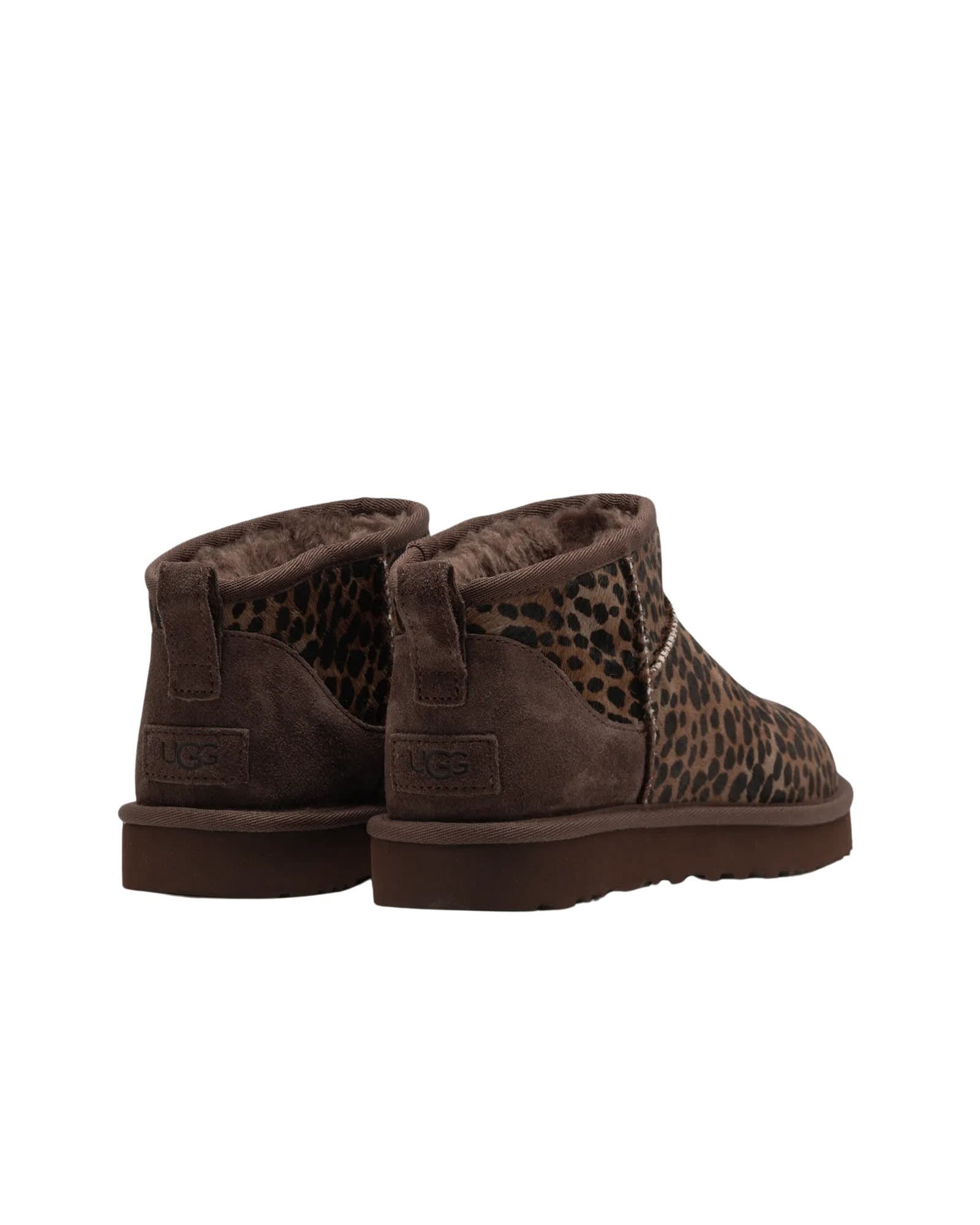 Ugg Classic Ultra Mini Calf-hair Ankle Boots In Animal Print