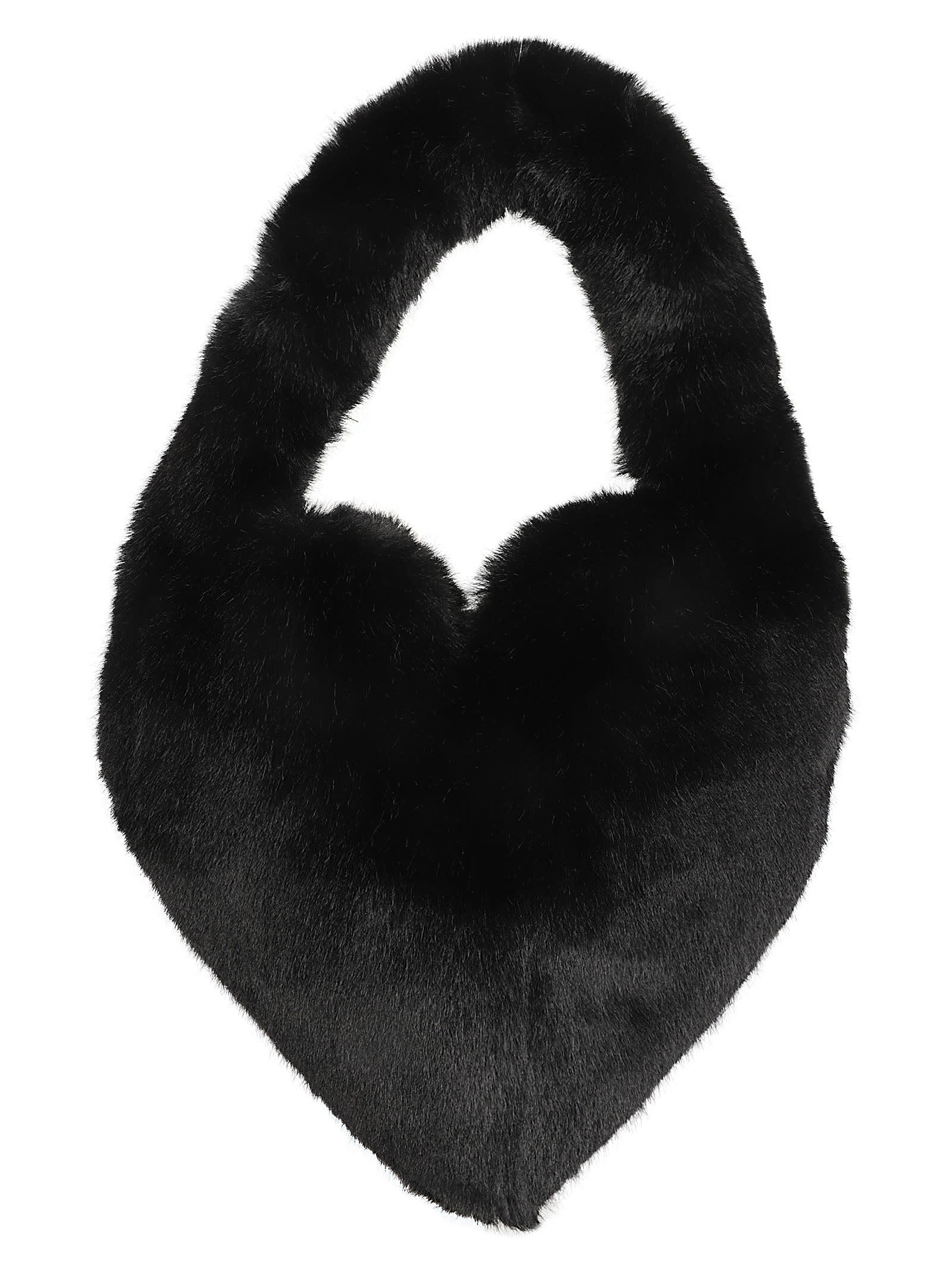 Shop Blumarine Heart Shape Fur Coated Shoulder Bag In Black