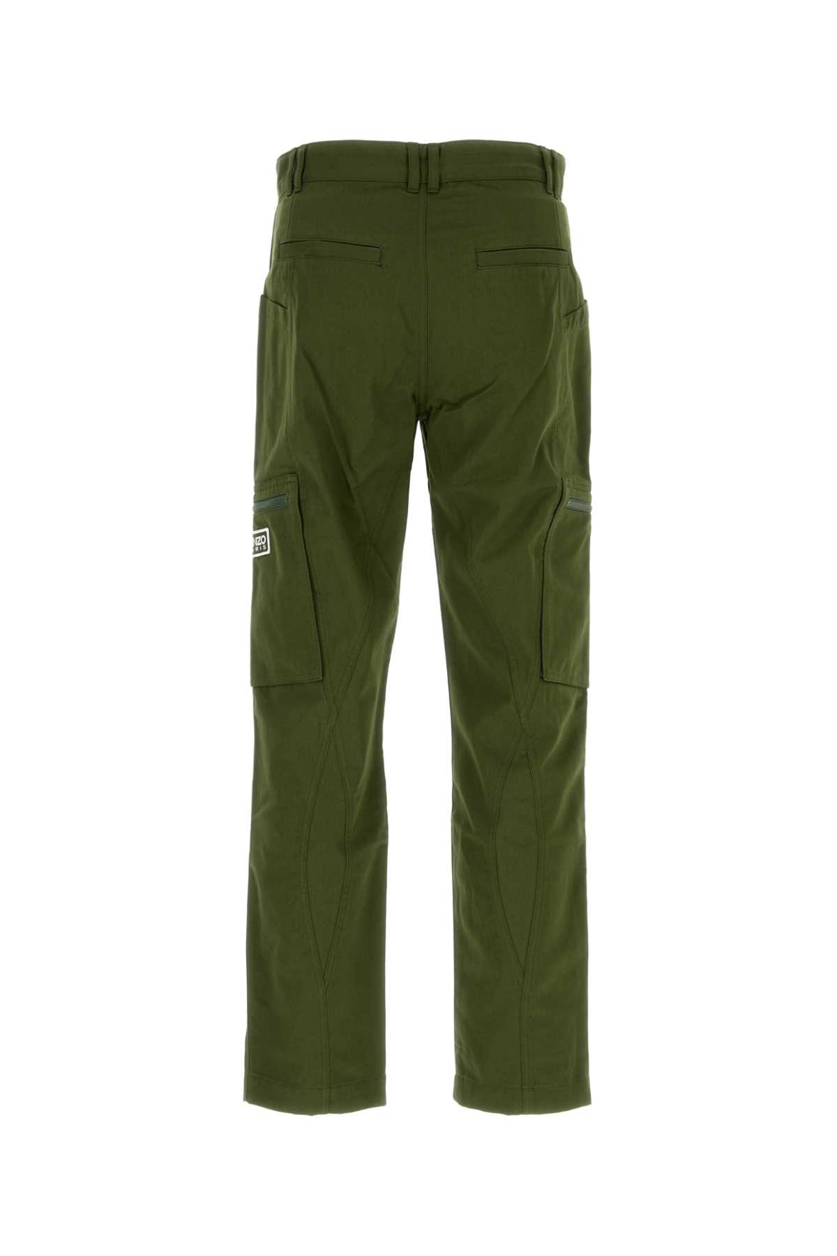 Shop Kenzo Olive Green Cotton Cargo Pant In Kakifonce