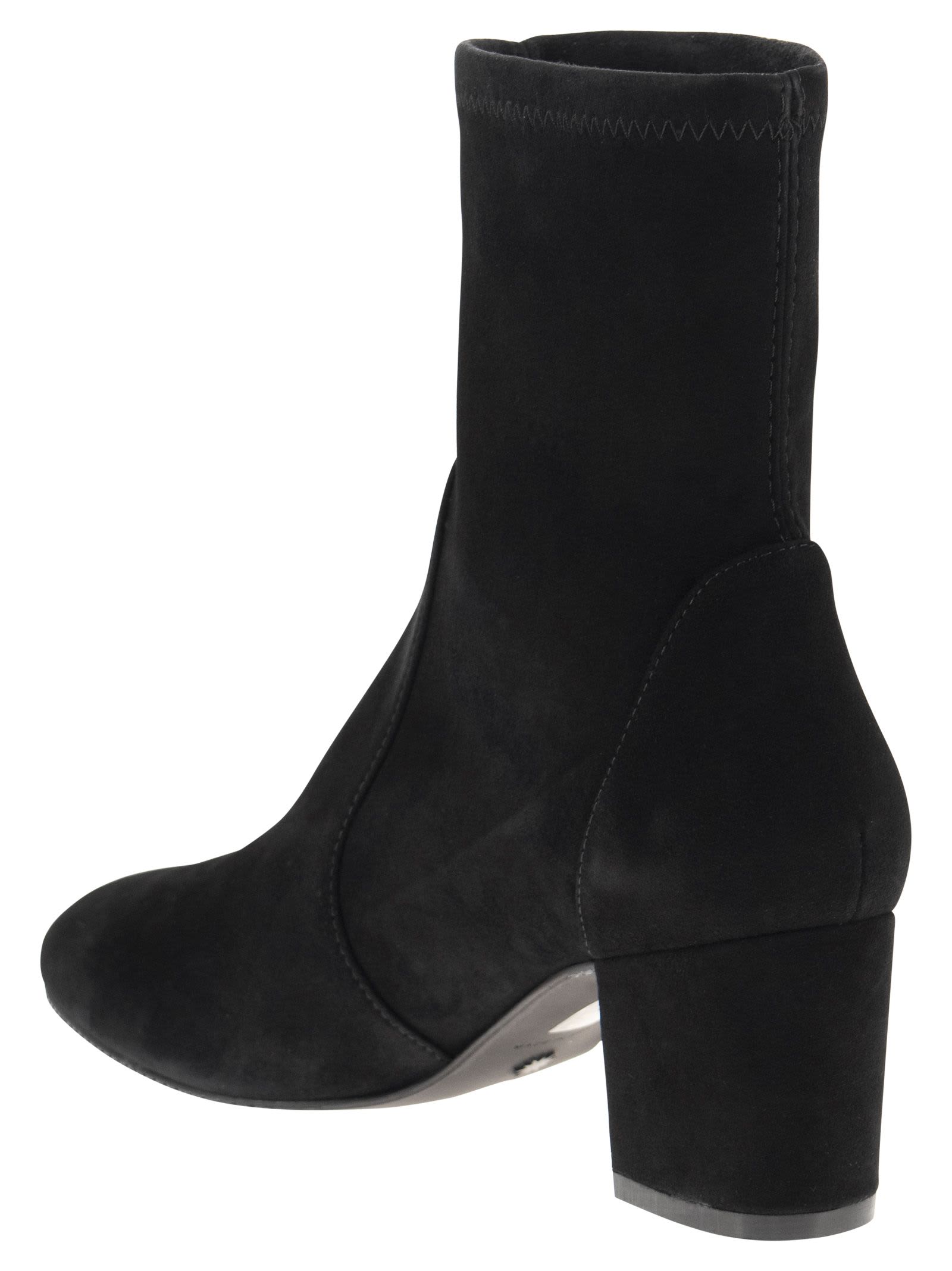 Stuart Weitzman Yuliana 60 Suede Leather Ankle Boot In Black