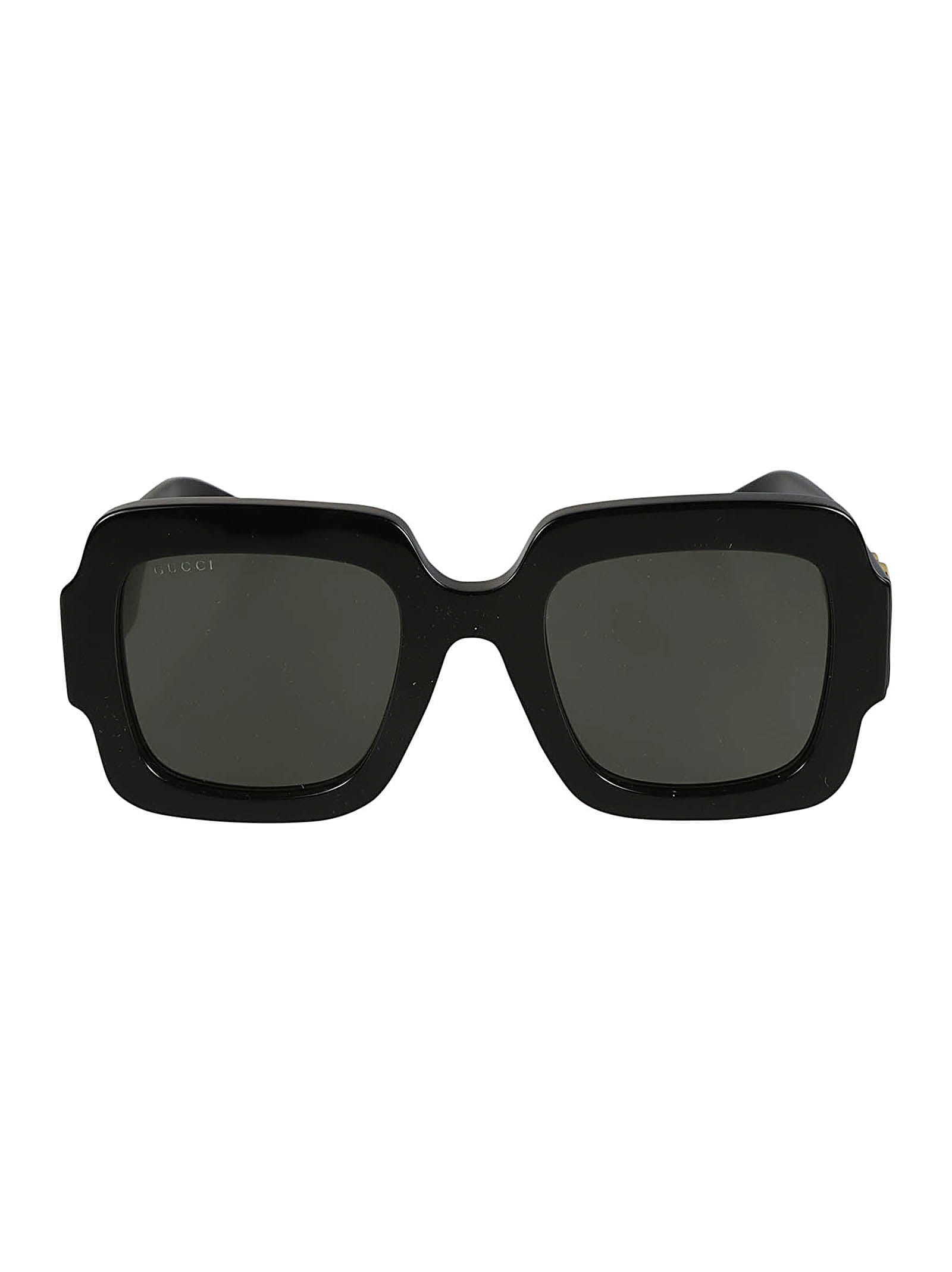 Shop Gucci Thick Square Sunglasses In Black/grey