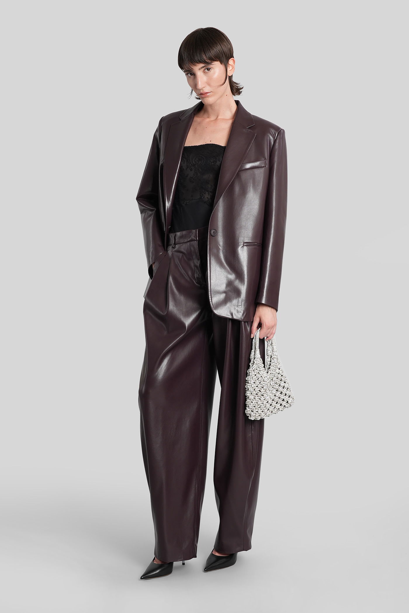 The Andamane Guia Blazer In Bordeaux Polyester In Brown