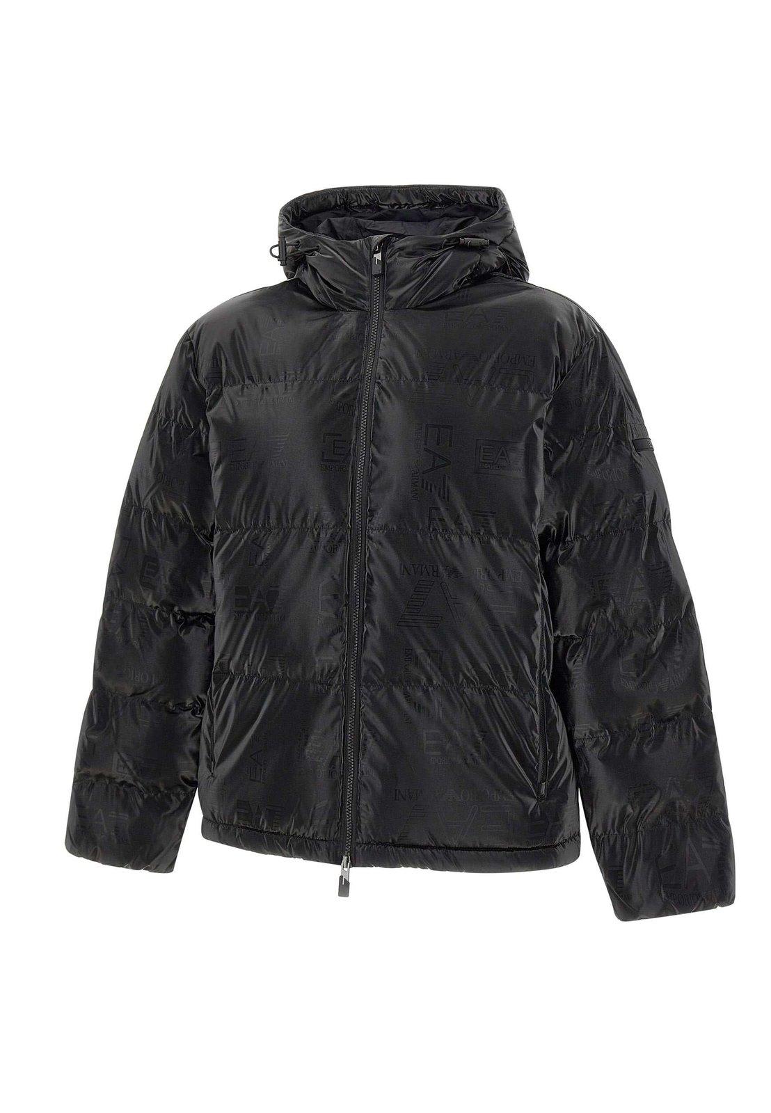 Logo-printed Hooded Padded Jacket