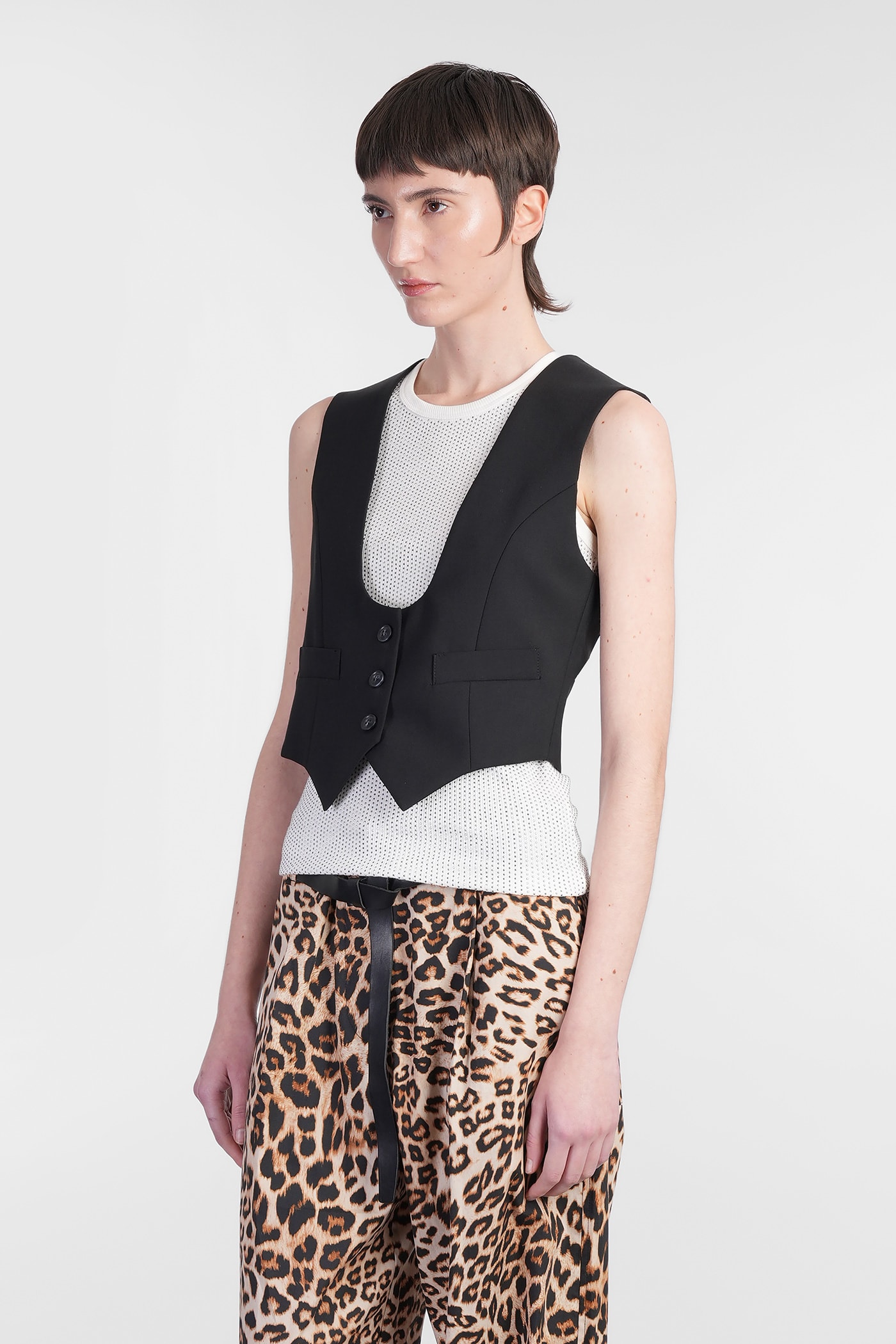 A Paper Kid Vest In Black Wool In Black