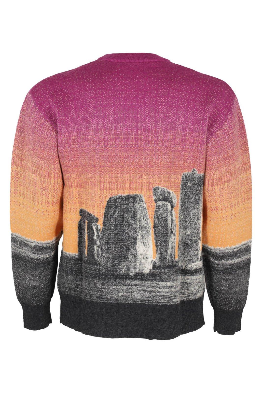 Shop Aries Henge Illustration-style Intarsia Knit Jumper In Multicolor