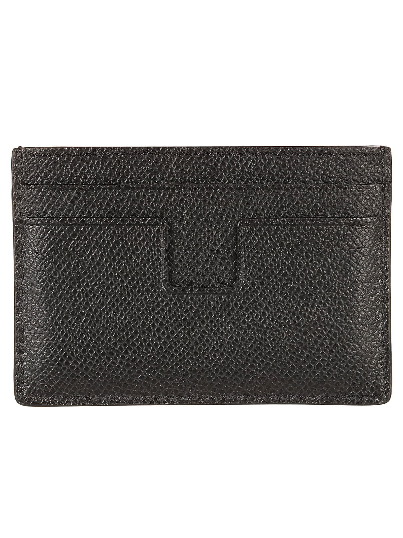 Shop Tom Ford Small Grain Leather Card Holder In Black