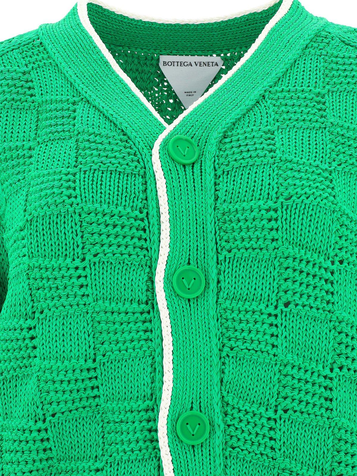 Shop Bottega Veneta Vneck Knit Cardigan In Green