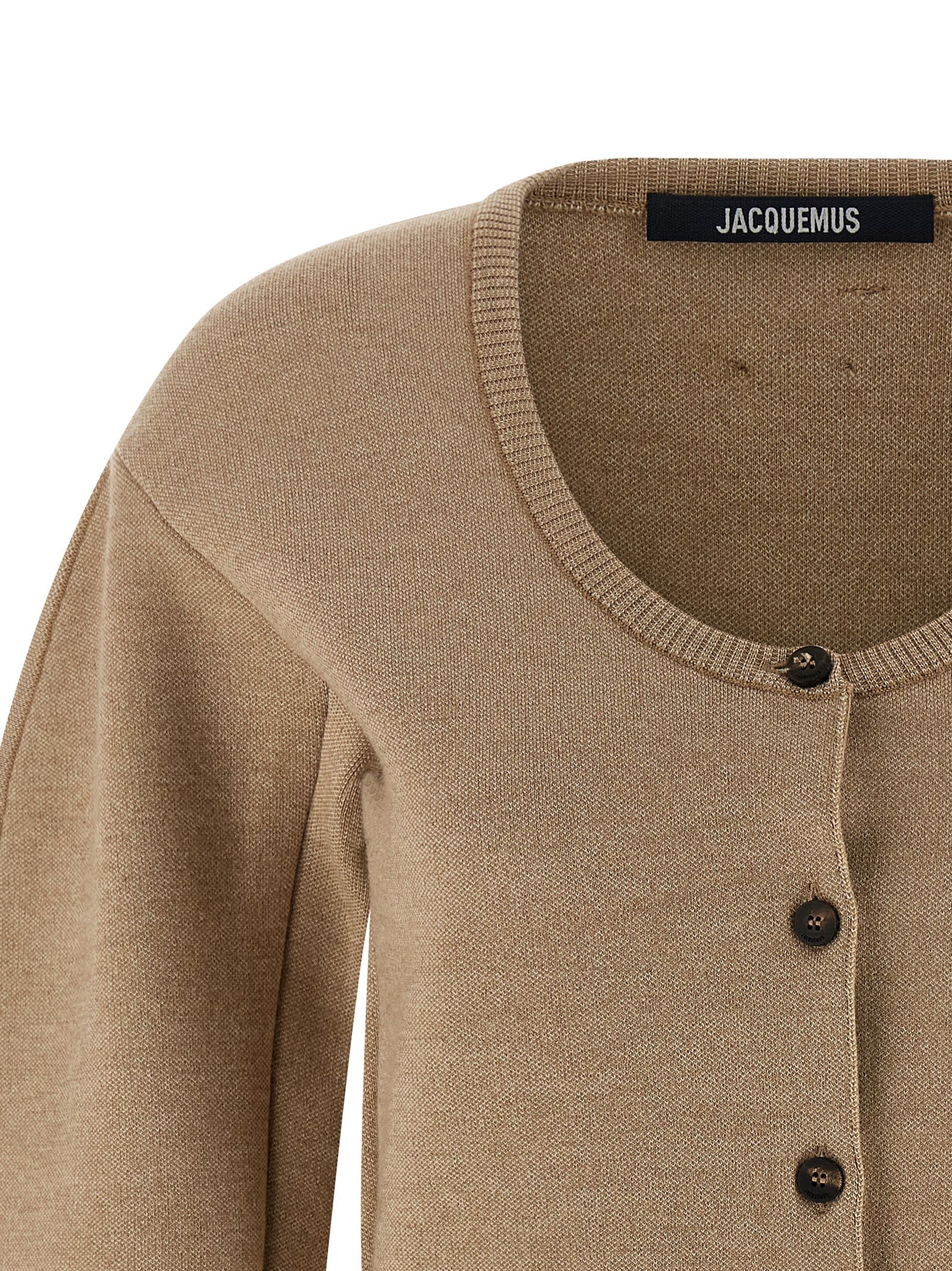 Jacquemus Doppio Button Round-neck Cardigan In Nude