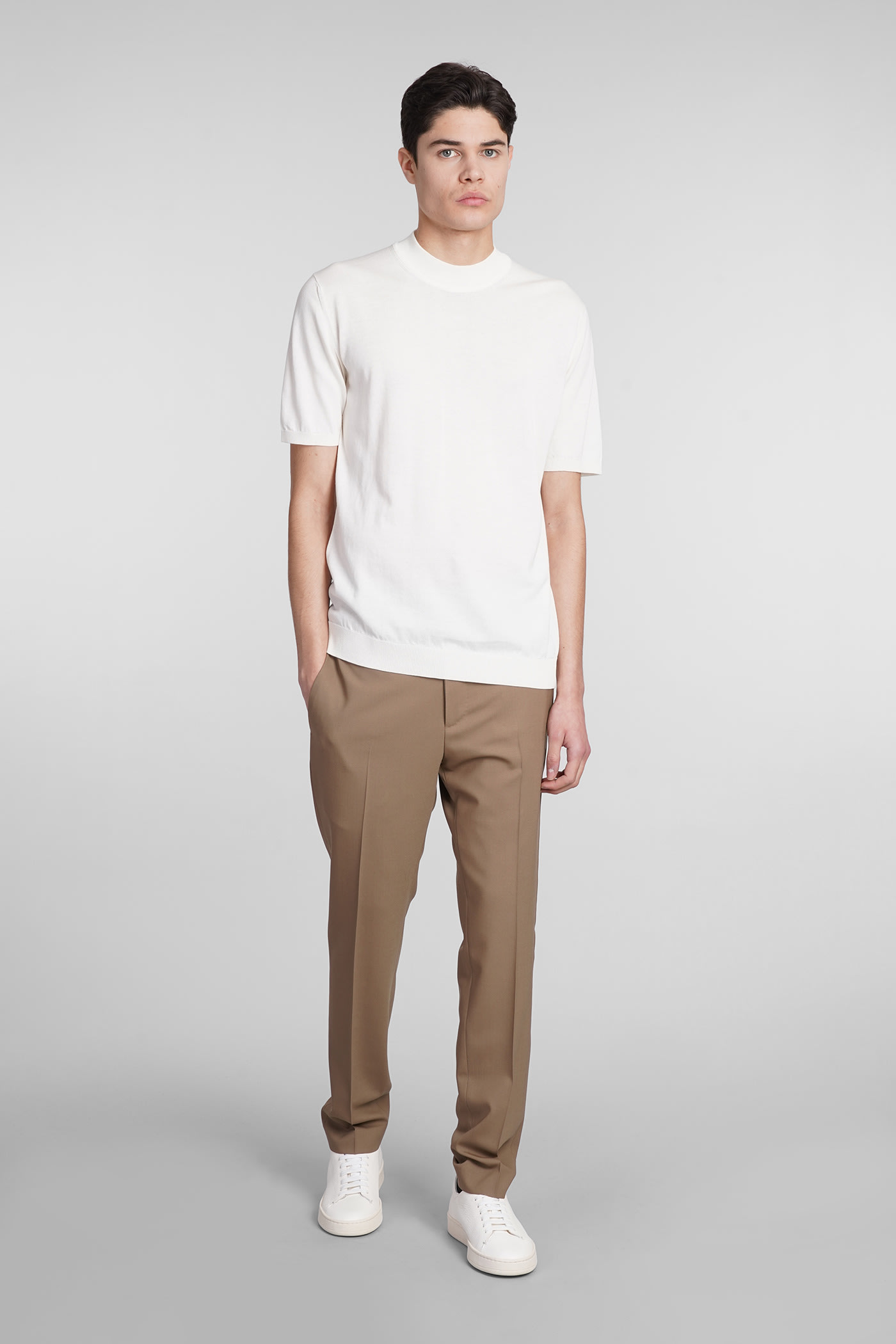 Shop Pt01 Pants In Taupe Wool