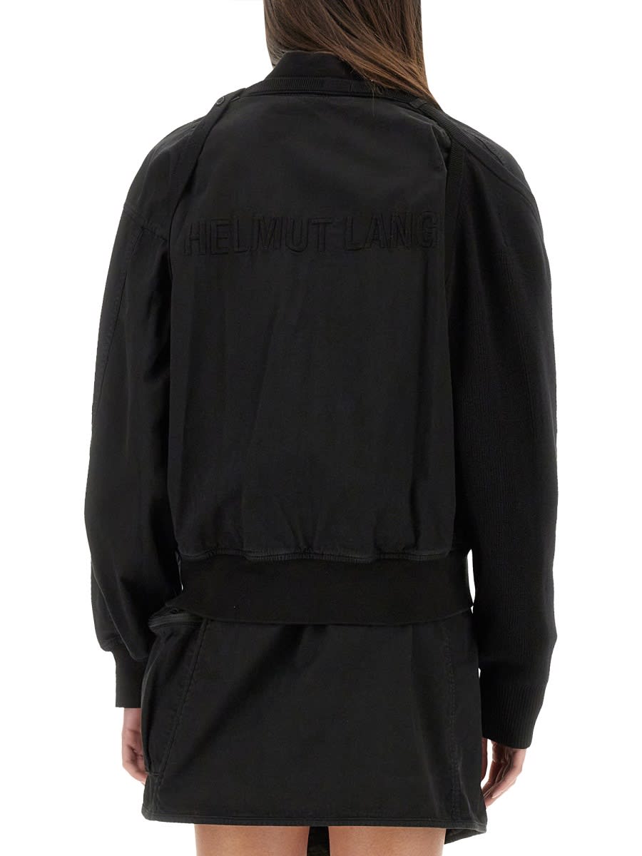 Helmut Lang Cotton Blend Bomber Jacket In Black