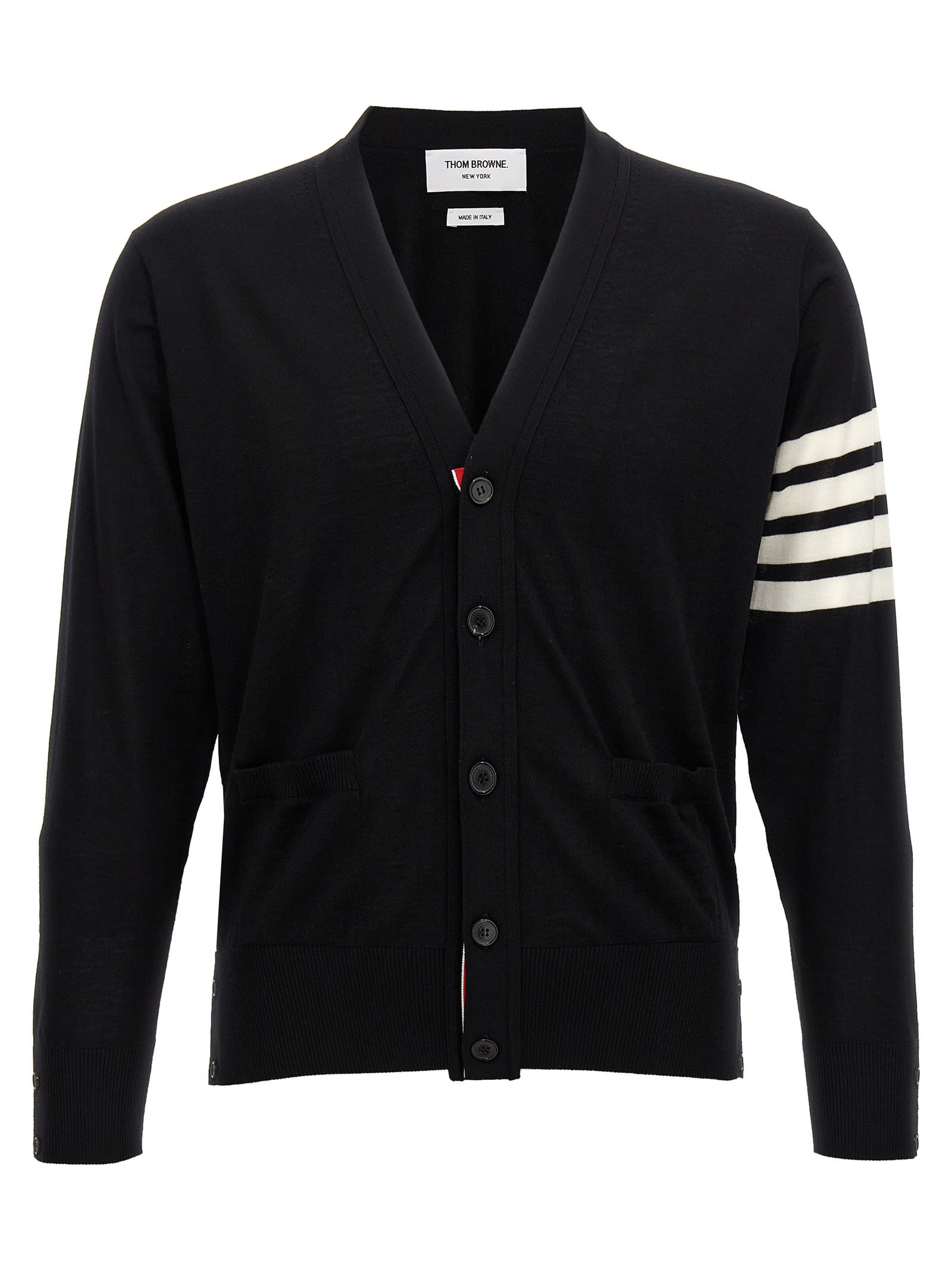 Shop Thom Browne 4-bar Crop Cardigan In Black