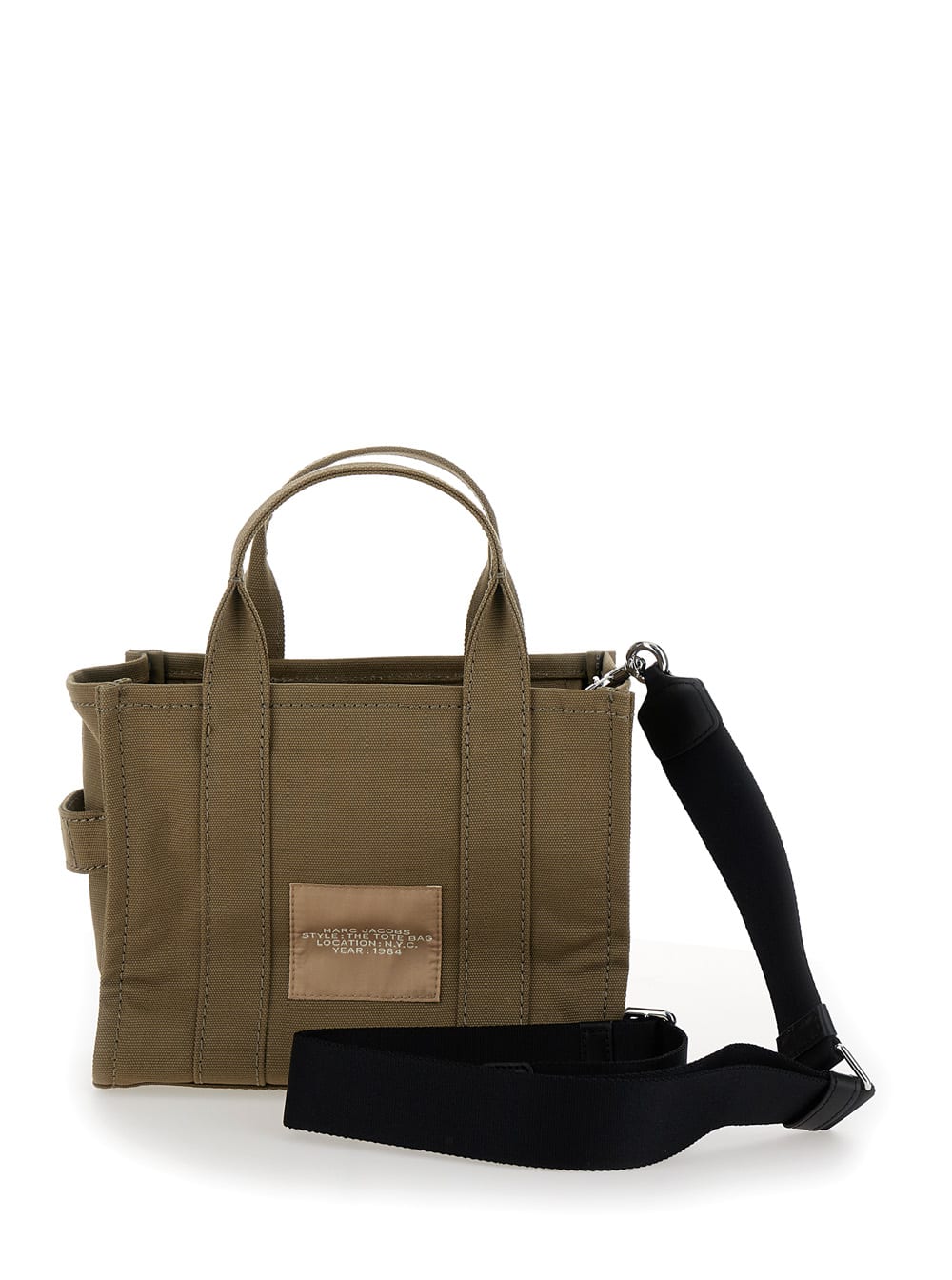 Shop Marc Jacobs Traveler Handbag Mini Military Green Tote Bag With Logo In Fabric Woman
