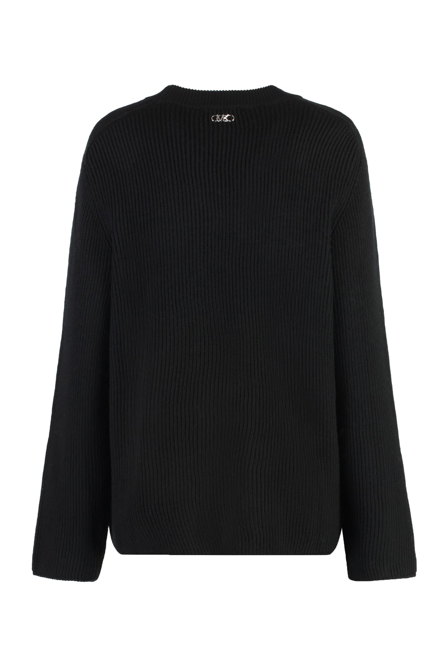 Shop Michael Michael Kors Merino Wool Crew-neck Sweater In Black