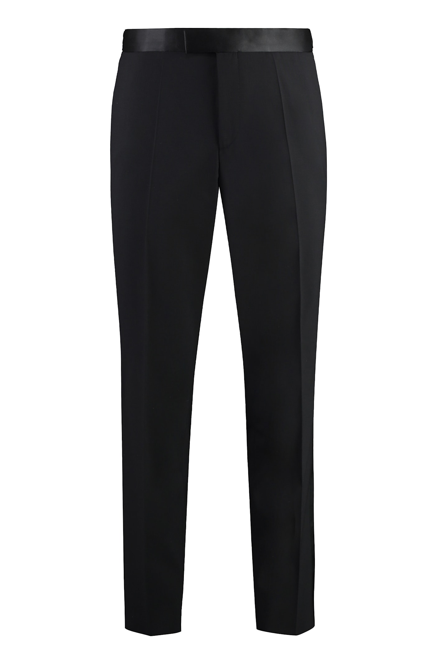 Shop Hugo Boss Wool Trousers In Black