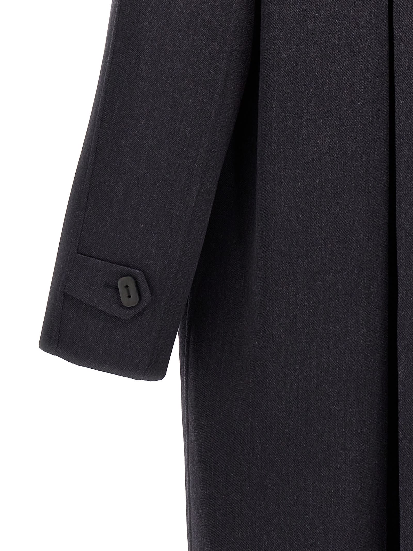 Fendi Cappotto In Misto Lana Antracite Uomo In Indaco