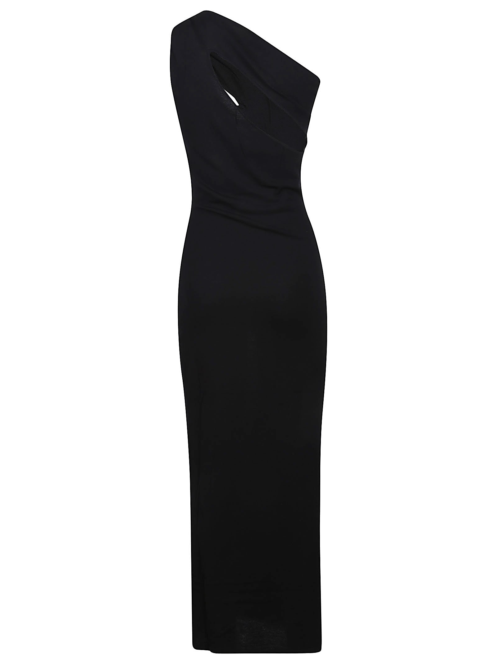 Federica Tosi Black Long Dress With Jewel Detail On The Front In Nero
