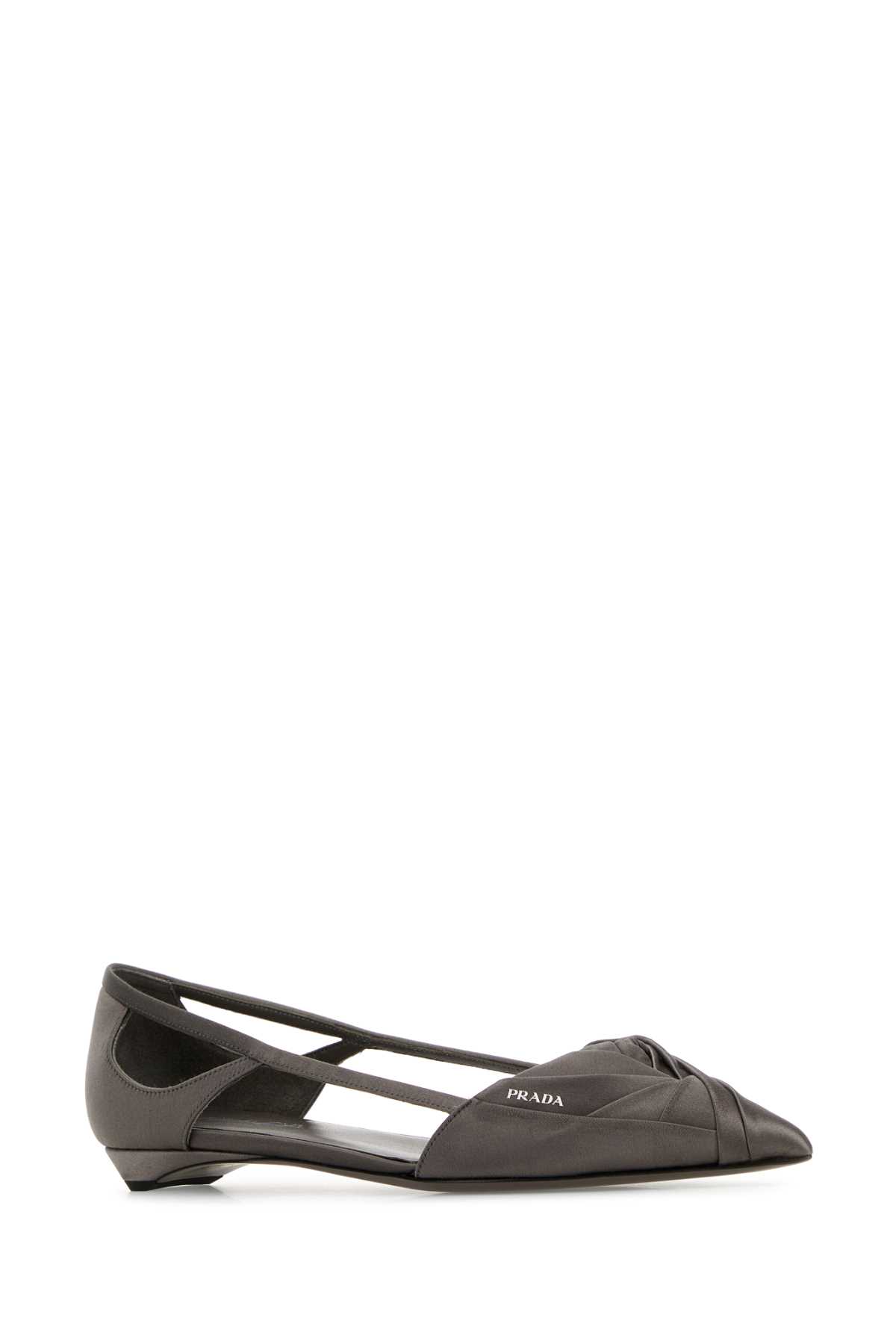 Shop Prada Dark Grey Satin Ballerinas In Ardesia