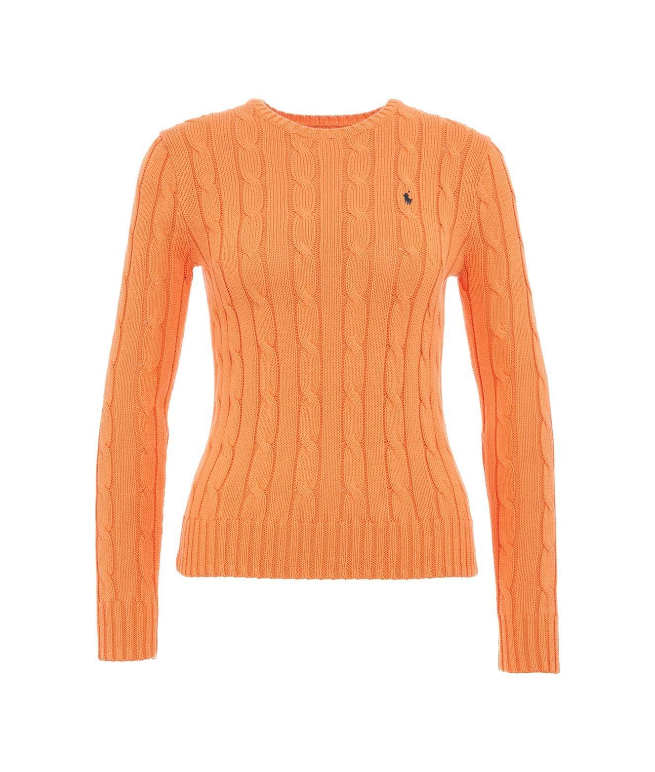 Ralph Lauren Pony Embroidered Crewneck Jumper In Orange