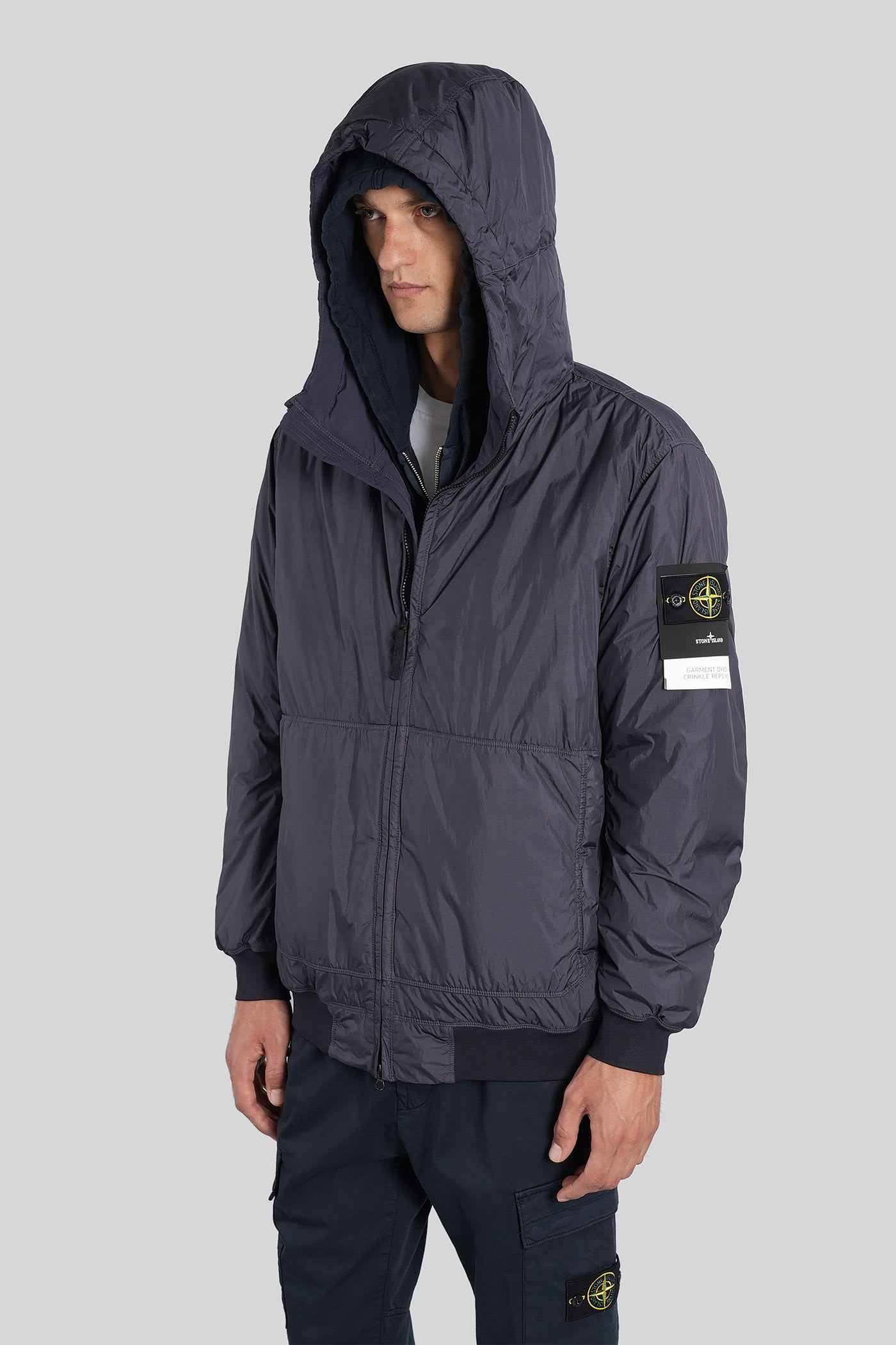 Stone Island Crinkle Reps Ny Light Puffer Jacket In Blue