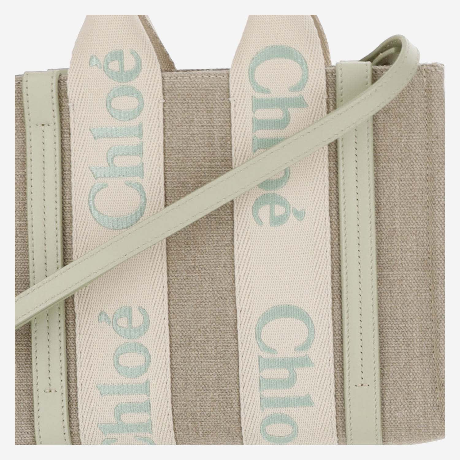 Shop Chloé Woody Bag In Beige