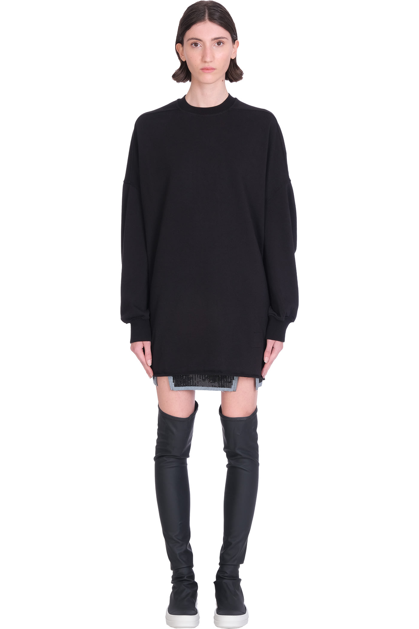 DRKSHDW Crater Tunic Dress In Black Cotton