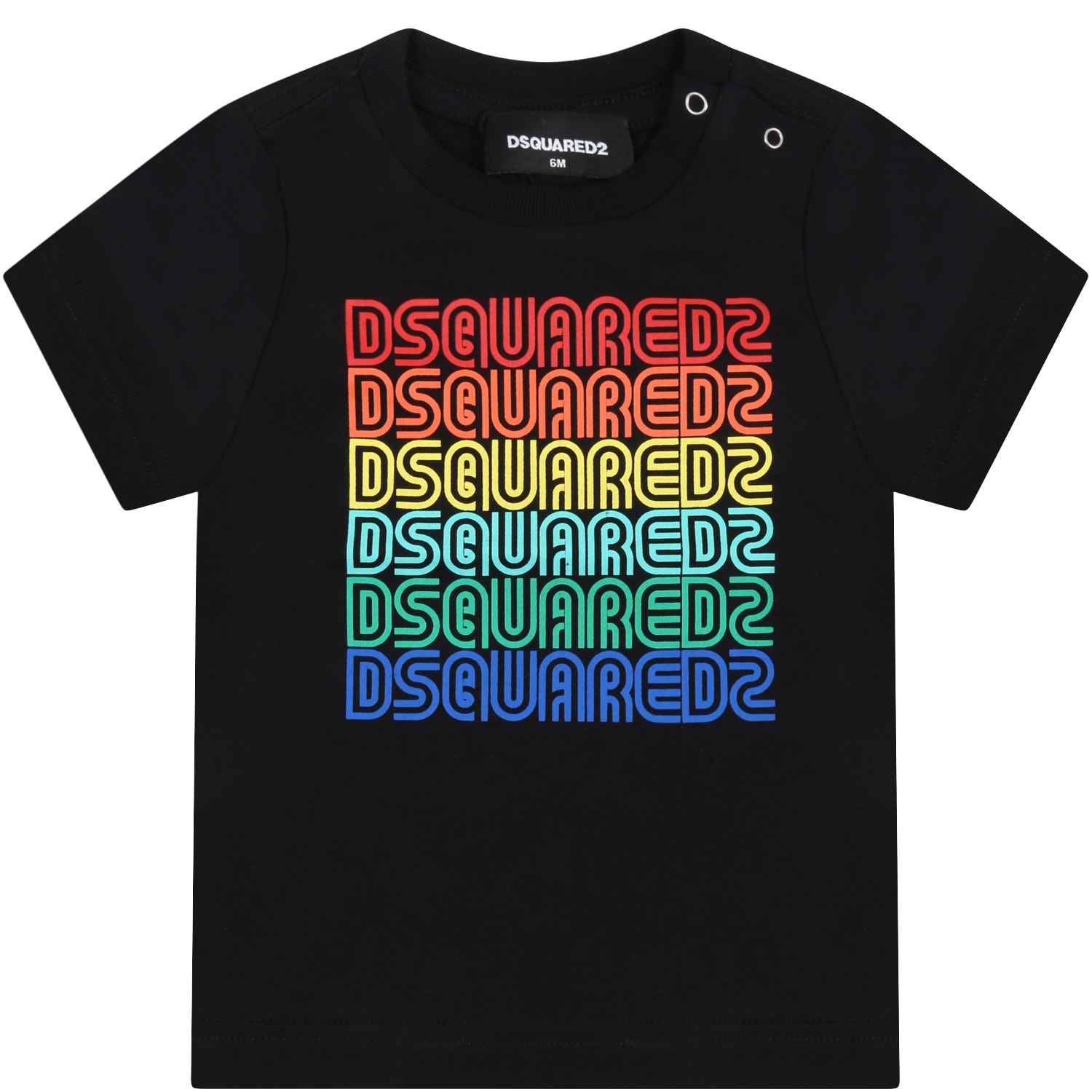 Dsquared2 BLACK T-SHIRT FOR BABYBOY WITH LOGOS