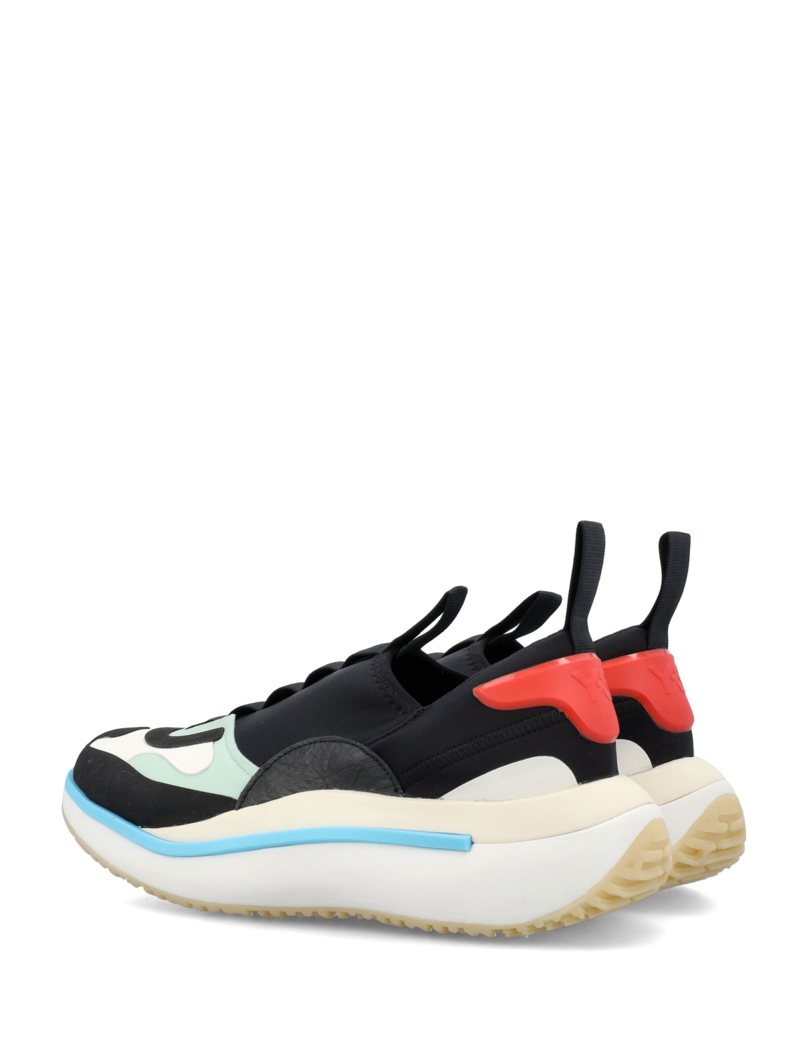Y3 Multicolor Qisan Cozy Lowtop Sneakers In Black/ Blush Green/ Red