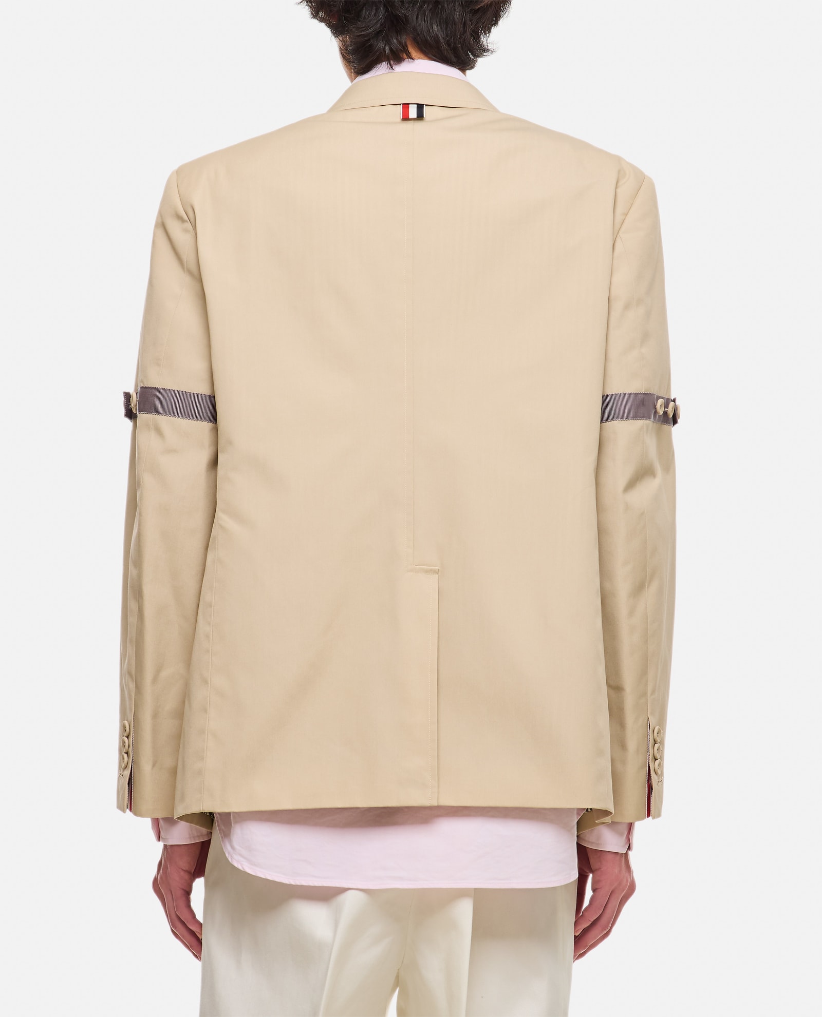 Shop Thom Browne Unstructured Straight Fit Jacket In Beige