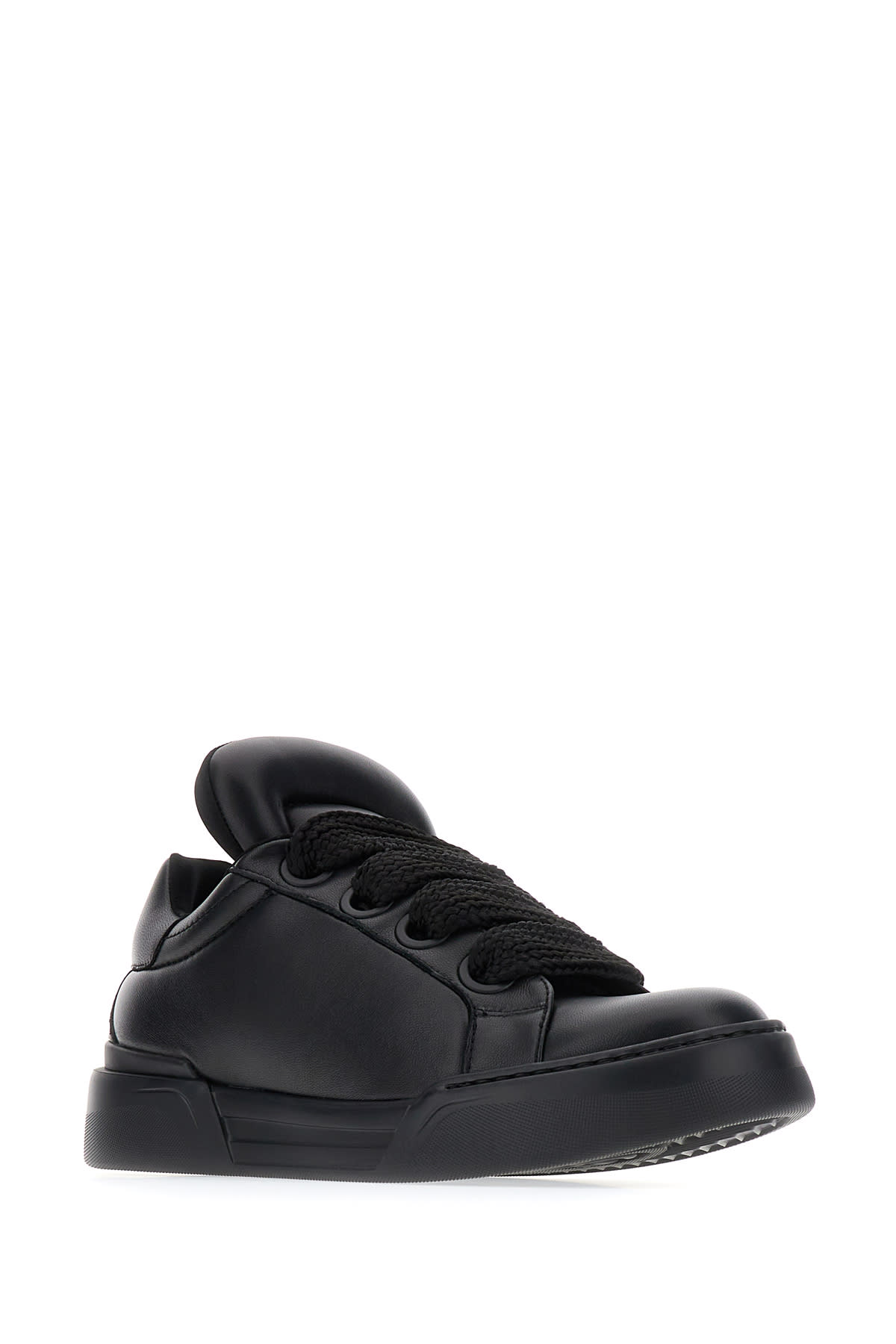 Shop Dolce & Gabbana Black Nappa Leather Mega Skate Sneakers In 80999