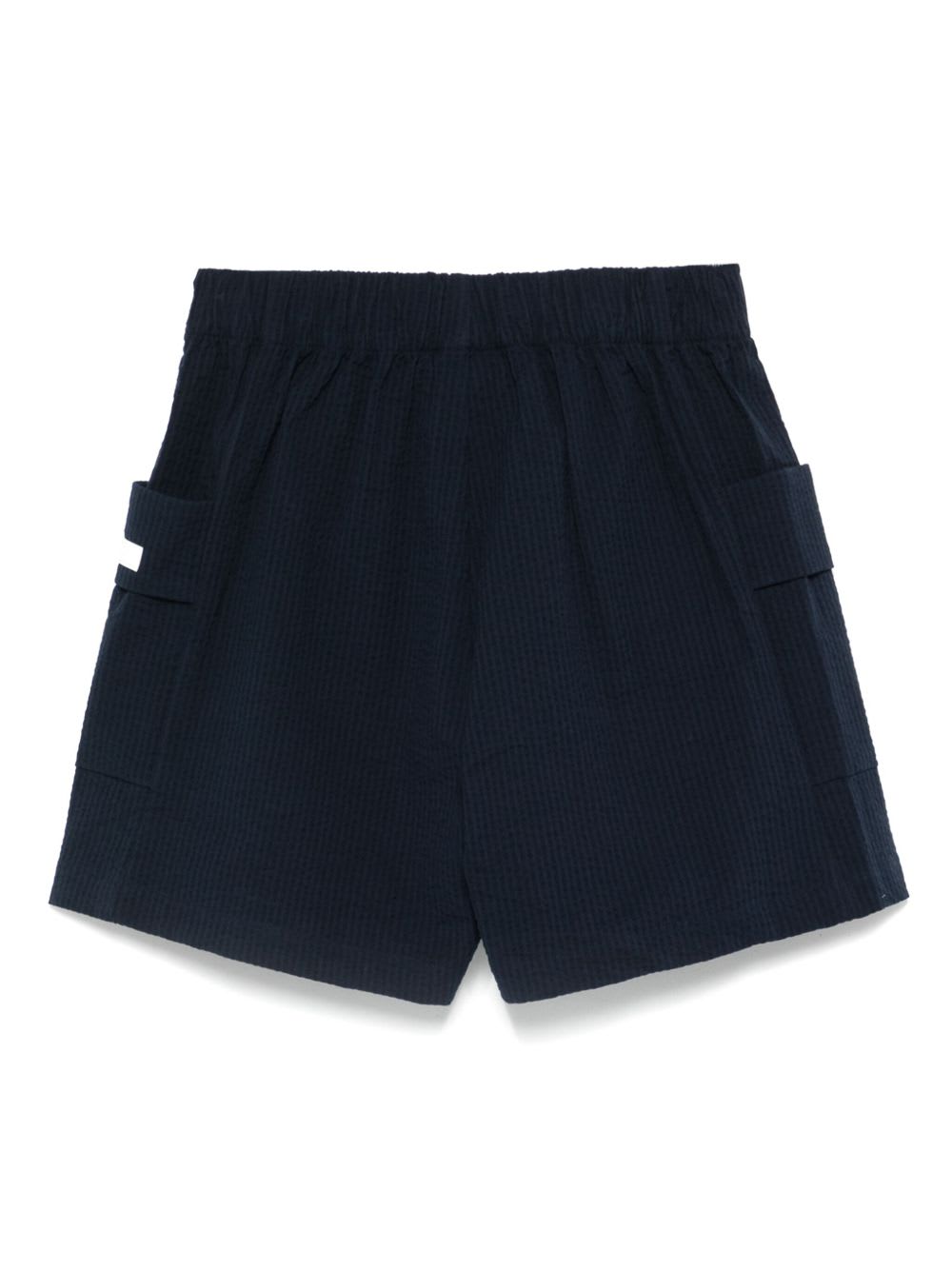 Ea7 Striped Cotton Shorts In Blue