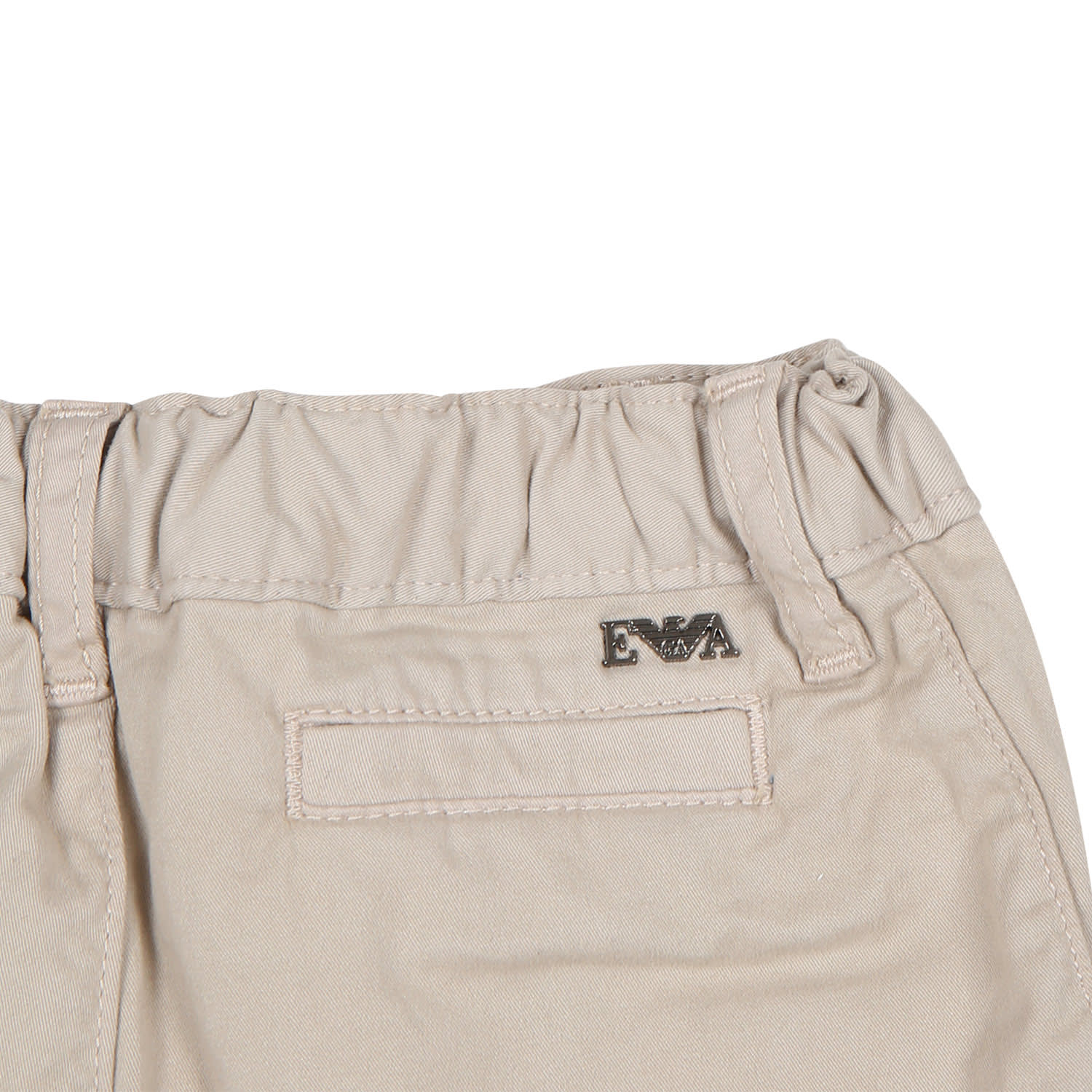 Shop Emporio Armani Ivory Trousers For Baby Boy With Logo In Beige