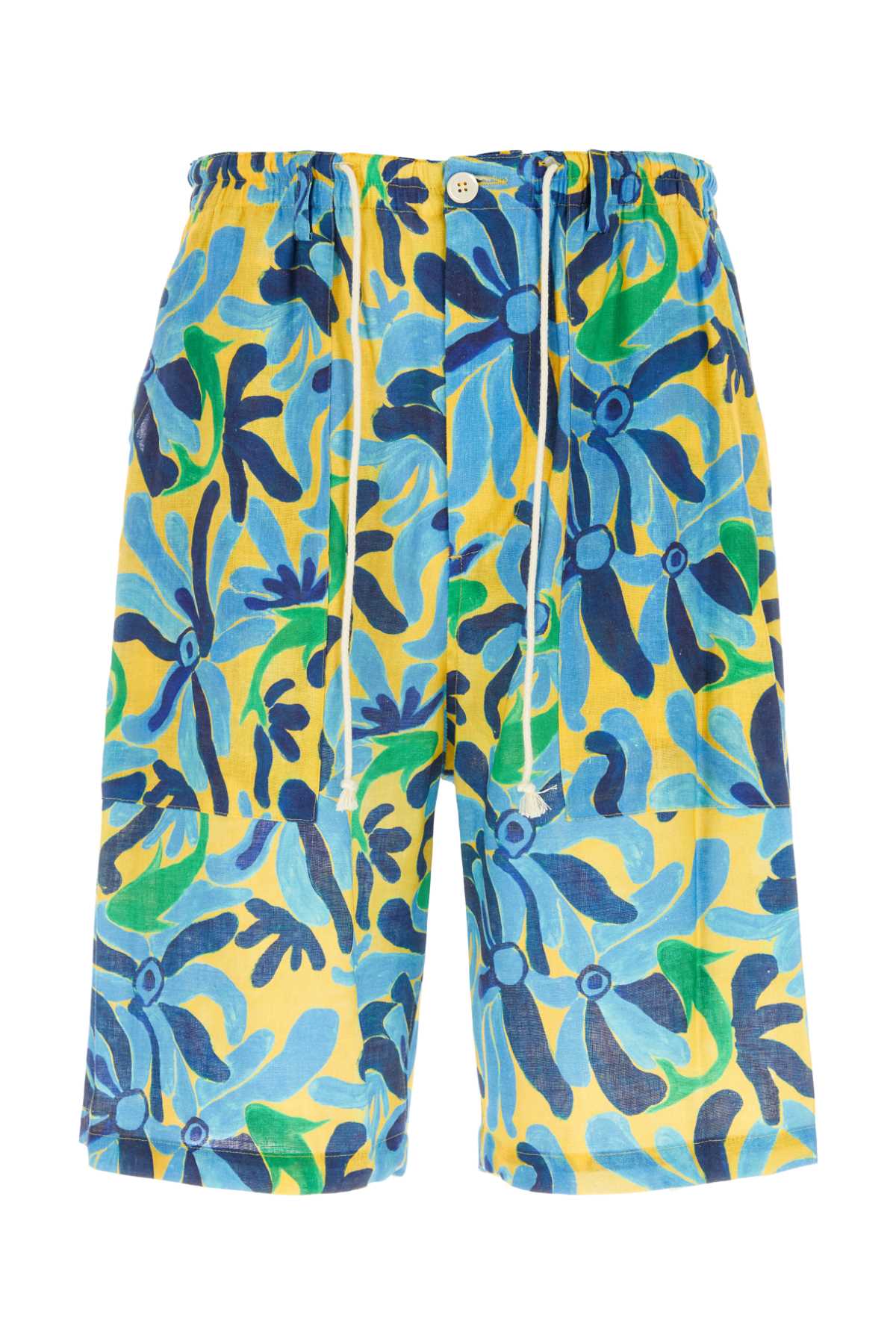 Printed Linen Blend Bermuda Shorts