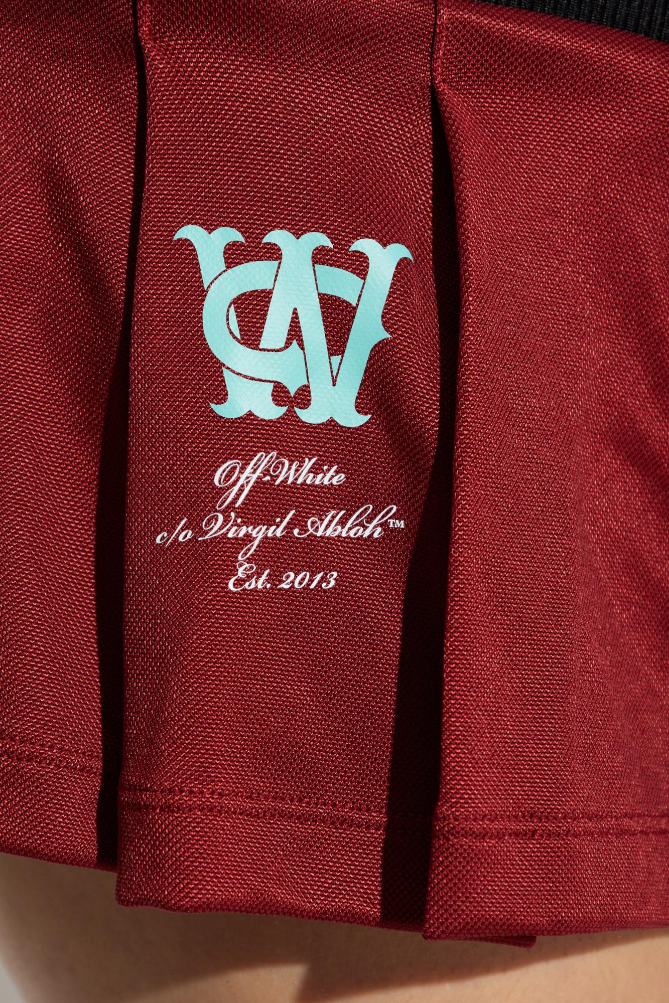 Off-white Pleated Skirt With Drawstring In Red