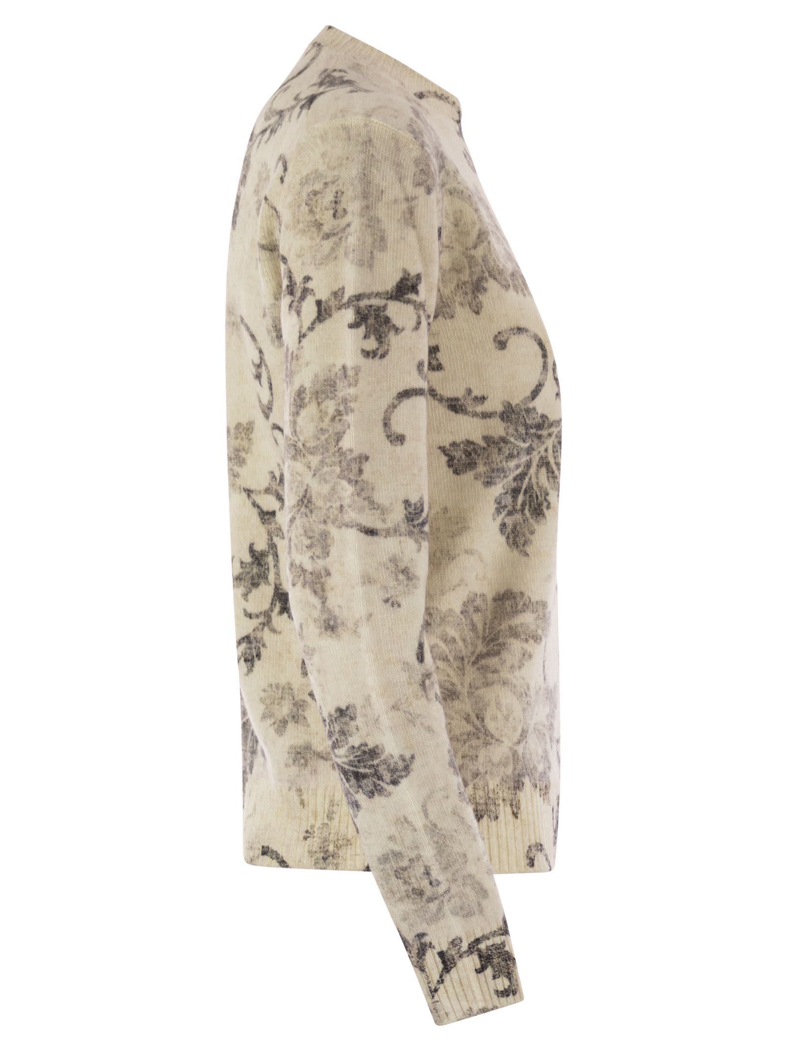 Herno Wool Jumper With Floral Pattern In Multi