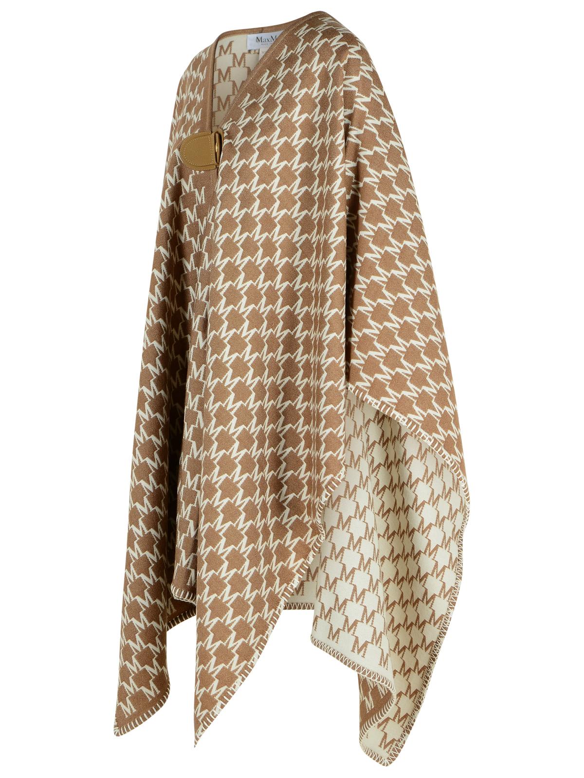 Max Mara Editti Hood In Virgin Wool And Brown Cotton In Brown