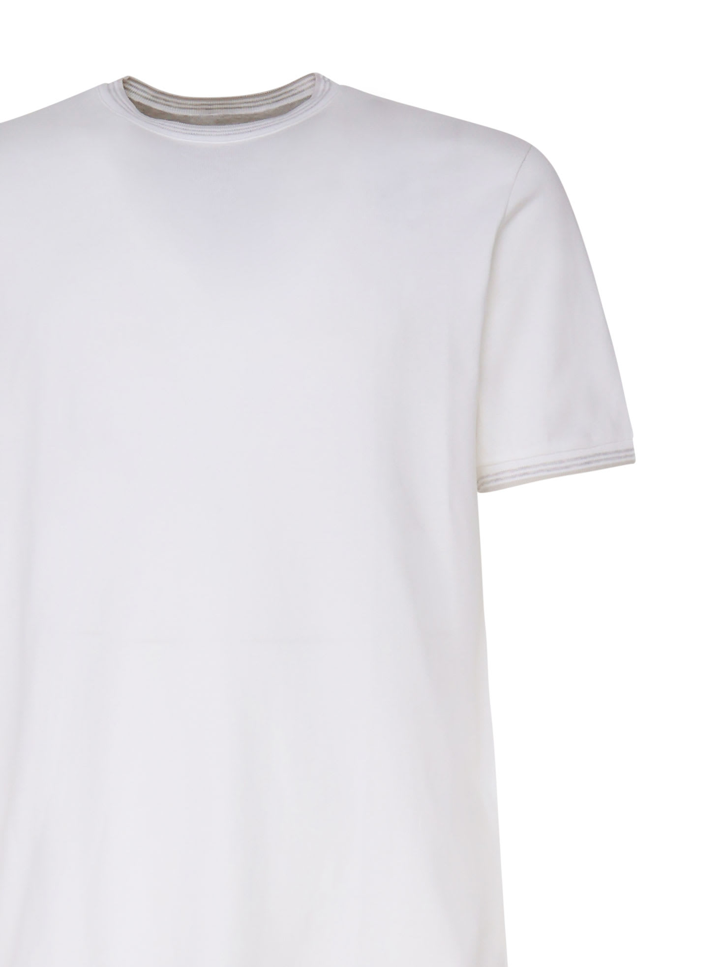 Shop Eleventy Cotton T-shirt In White, Stone