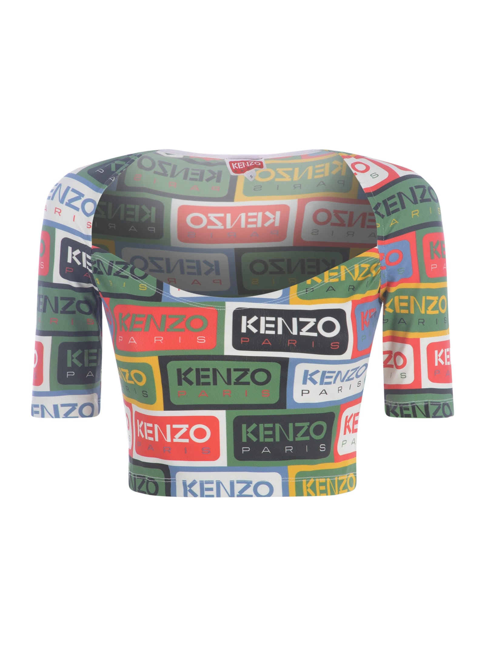 Kenzo Logo Print Cropped Top In Multicolour