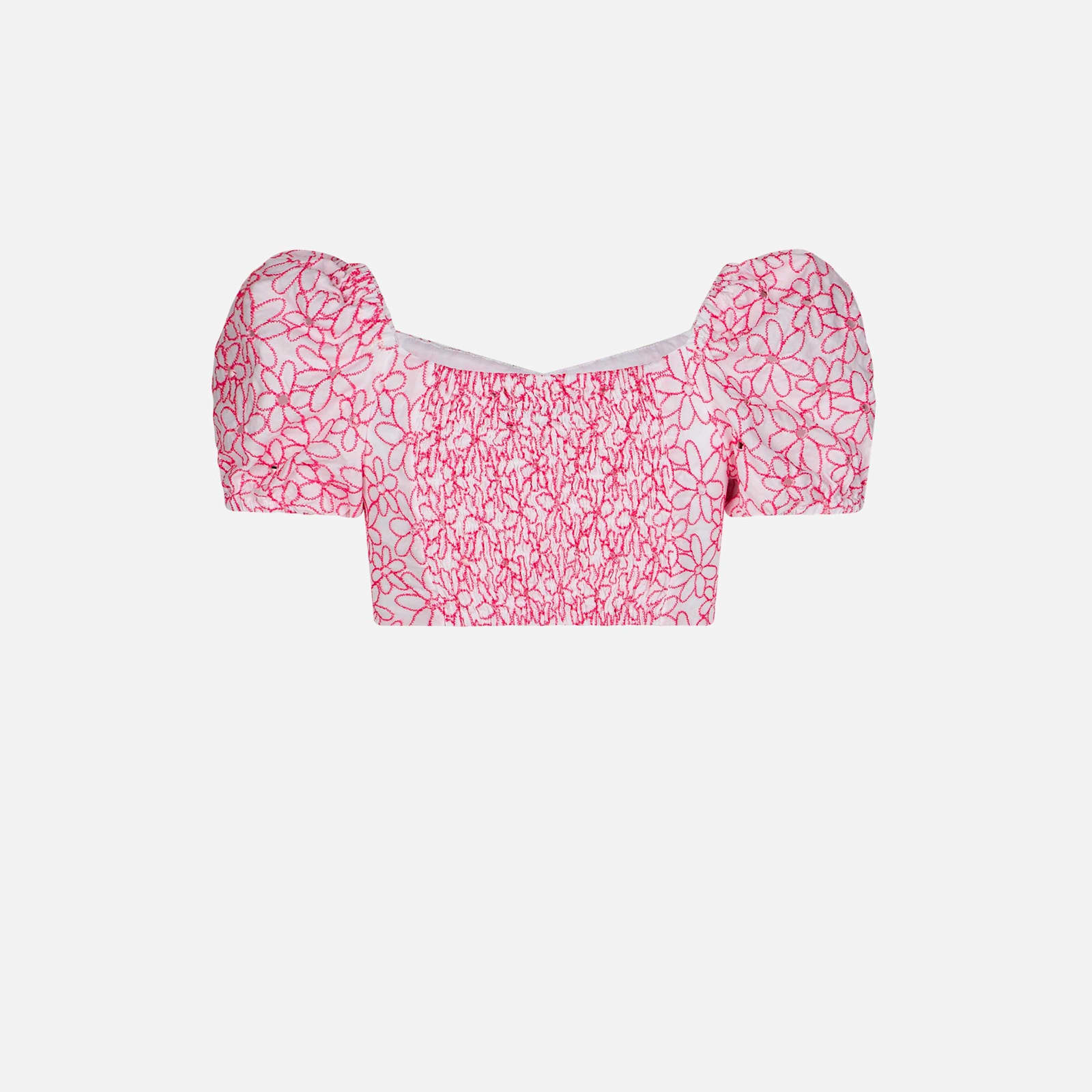 Mc2 Saint Barth Girl Crop Top With Daisy Embroidery In White