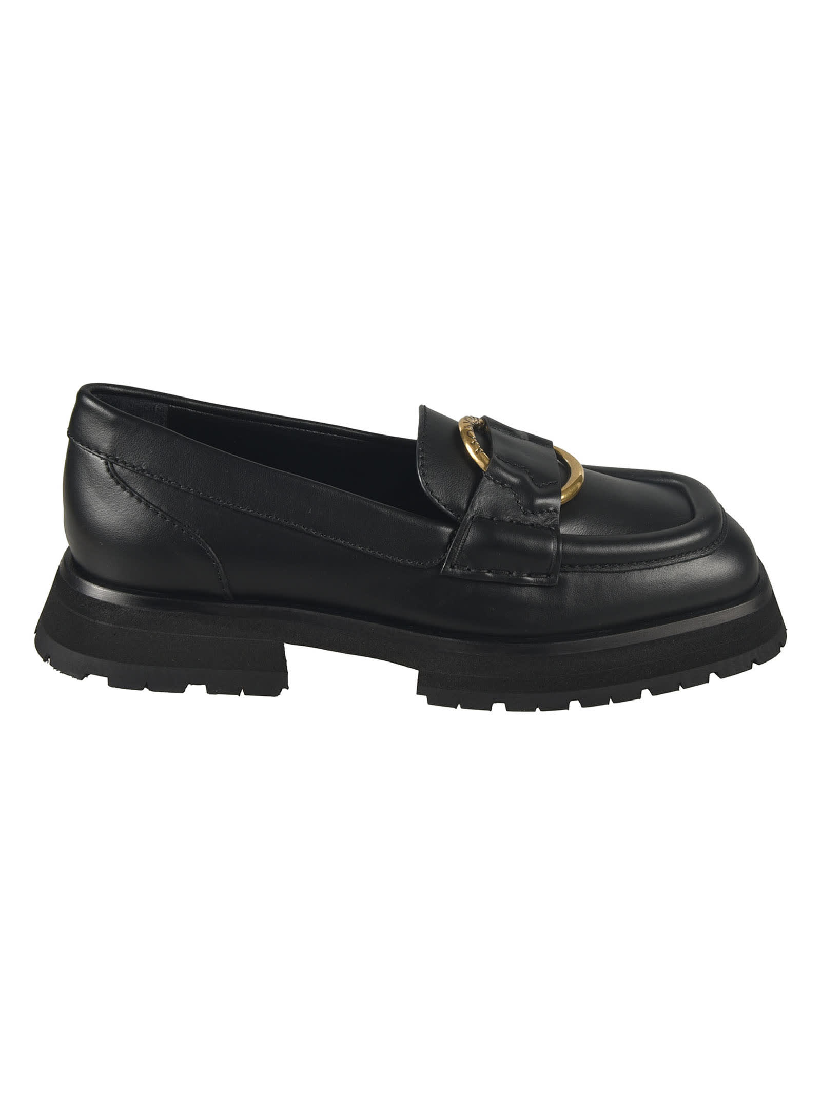 Shop Moncler Bell Loafers In Black