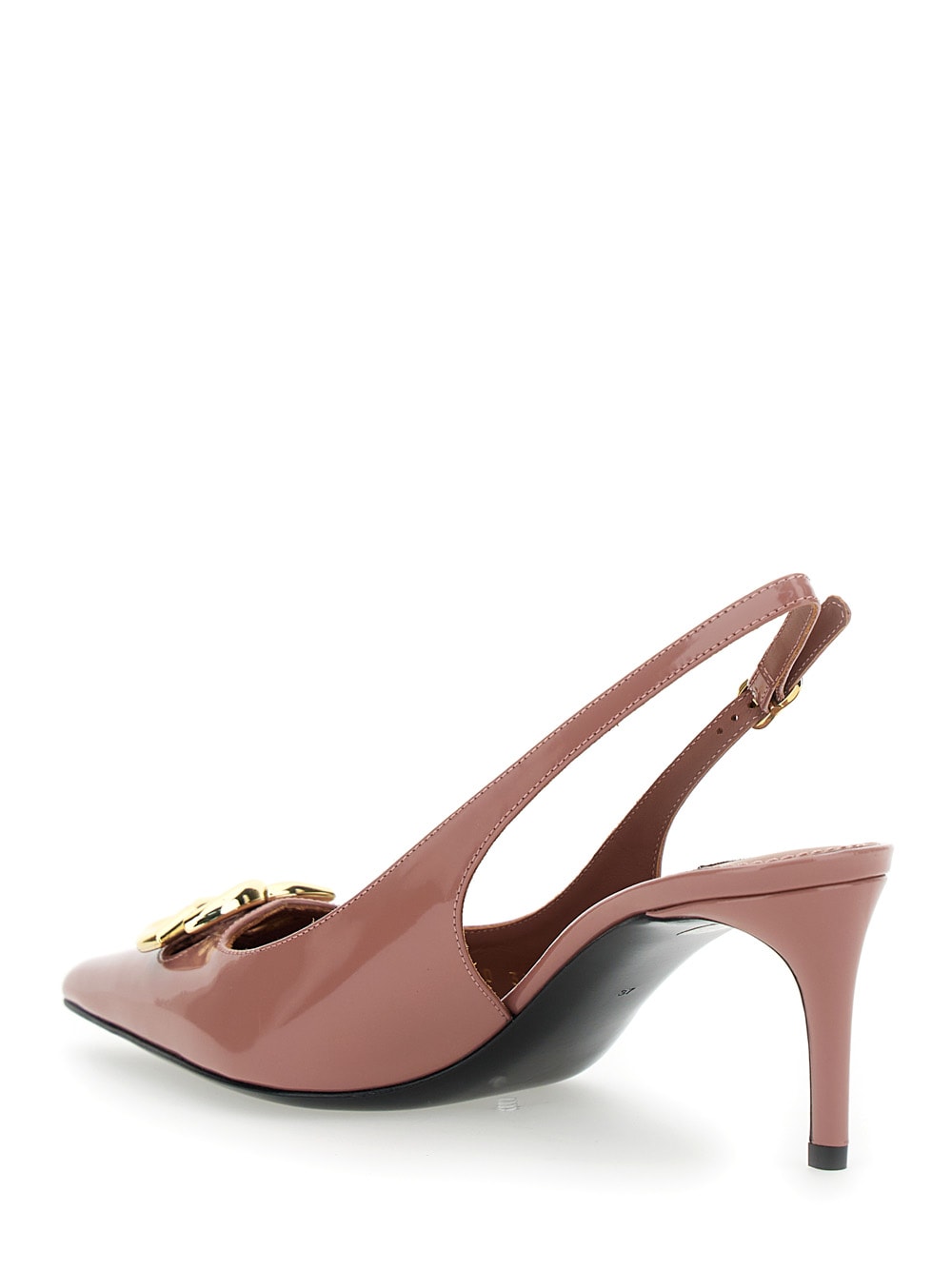 Shop Dolce & Gabbana Pink Slingback With Metallic Logo In Patent Leather Woman