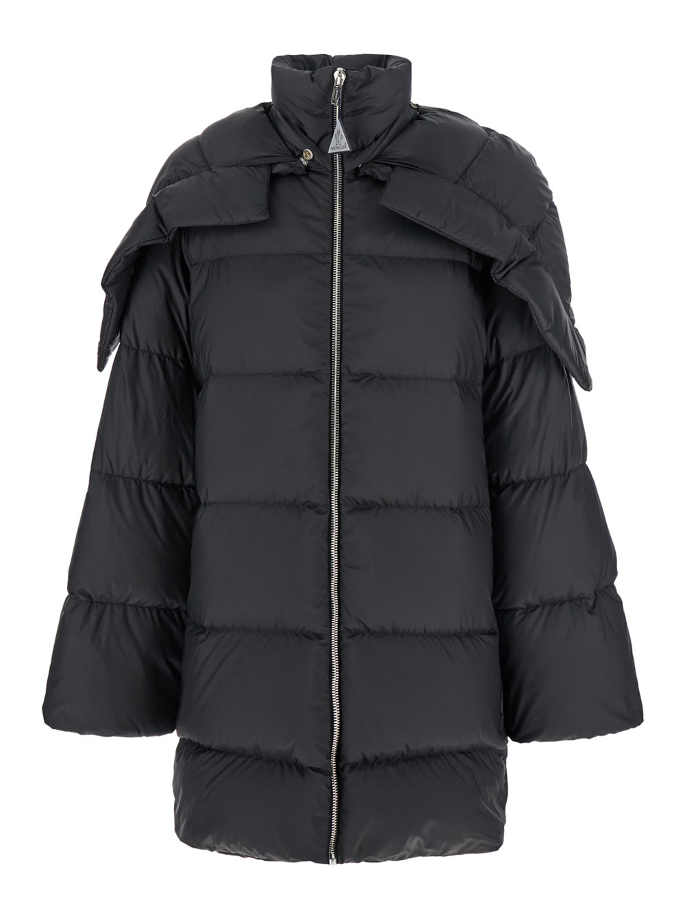 Moncler Genius Cyclopic Black Down Jacket With Removable Hood And Logo Patch In Tech Fabric Woman