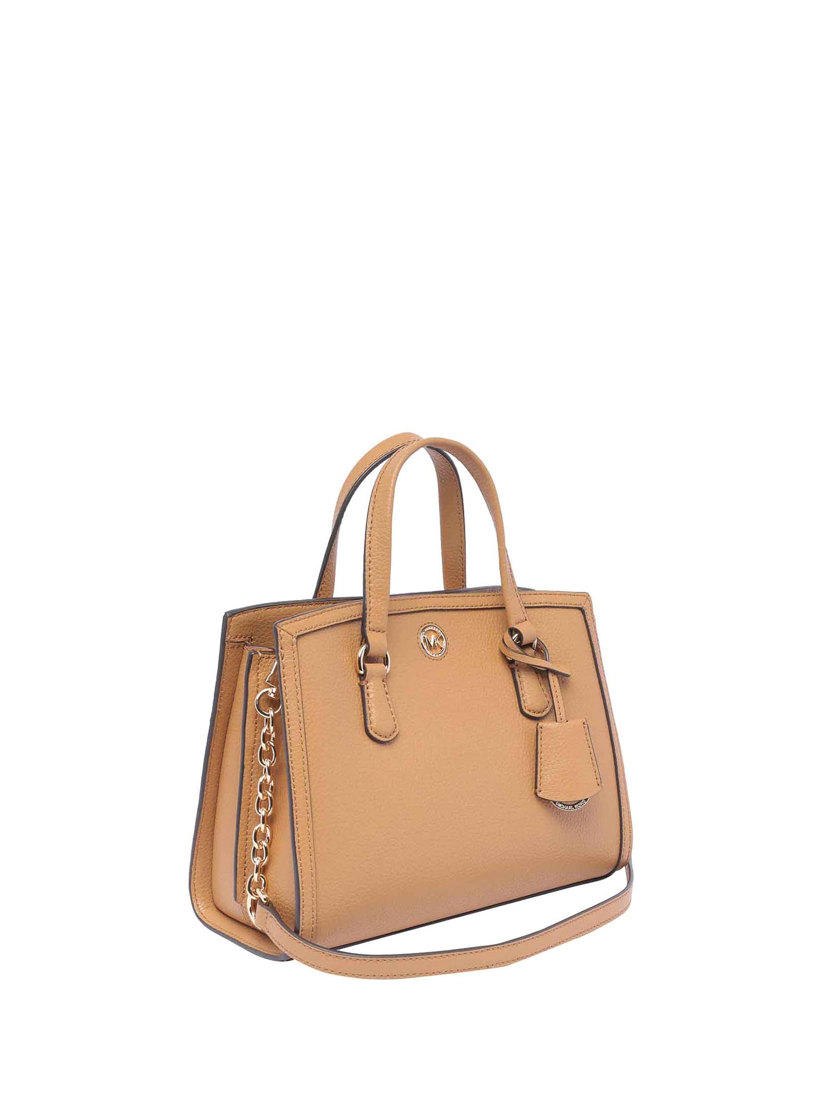 Shop Michael Kors Small Chantal Bag In Grained Leather In Pale Peanut