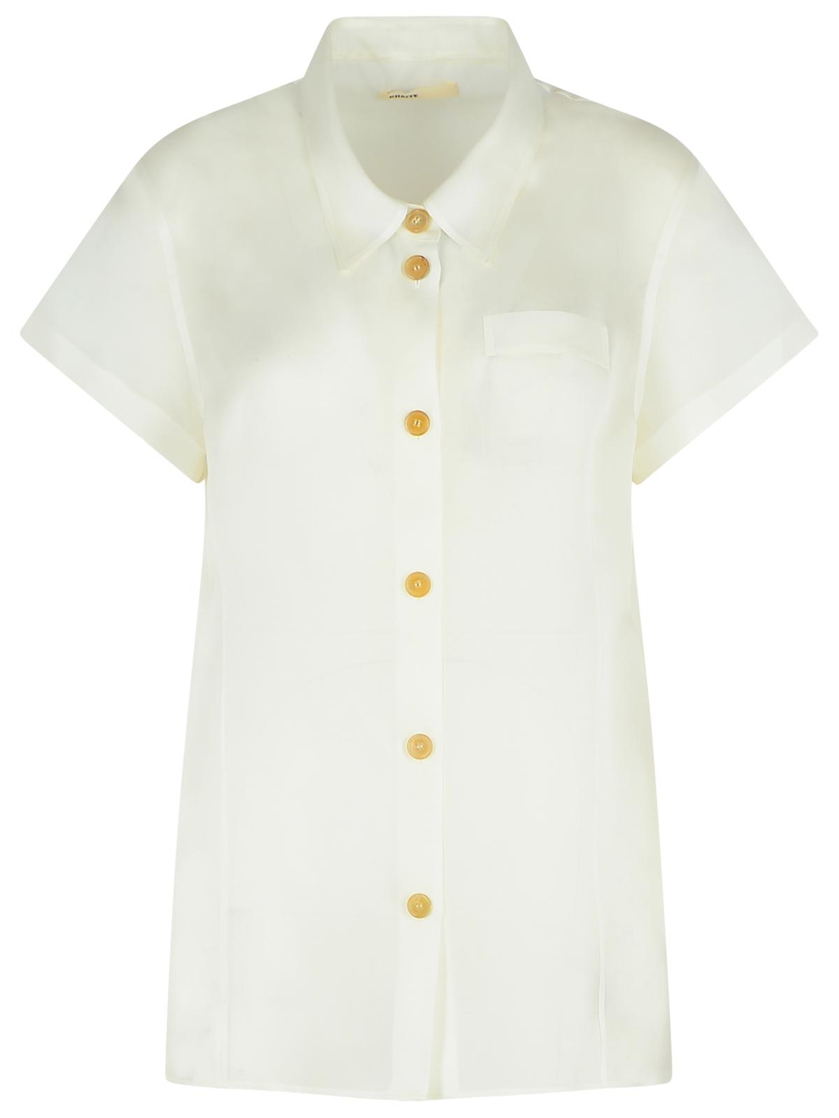 Khaite Keefe Short-sleeve Button-down Shirt In Silver