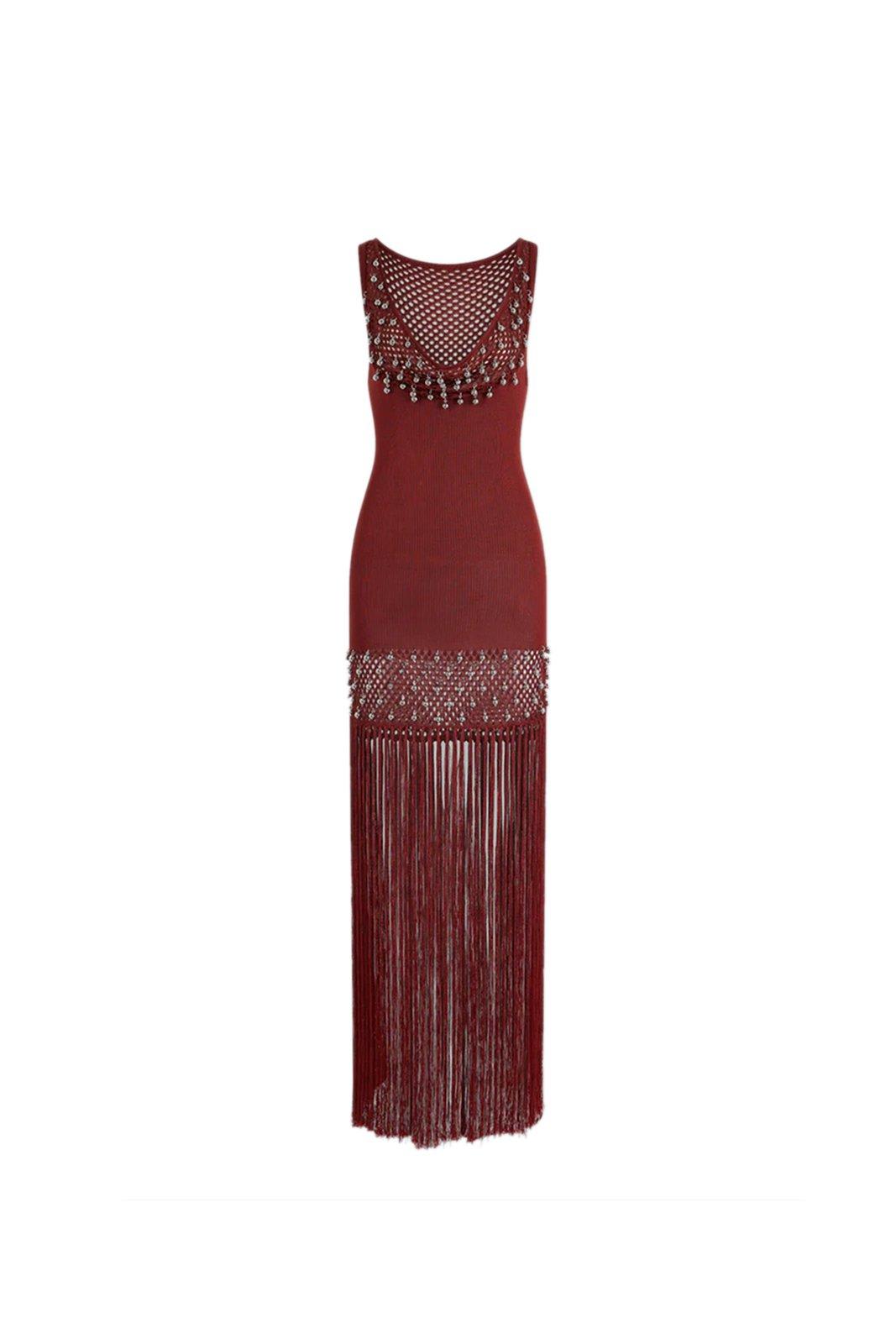 Fringed Crochet Maxi Dress