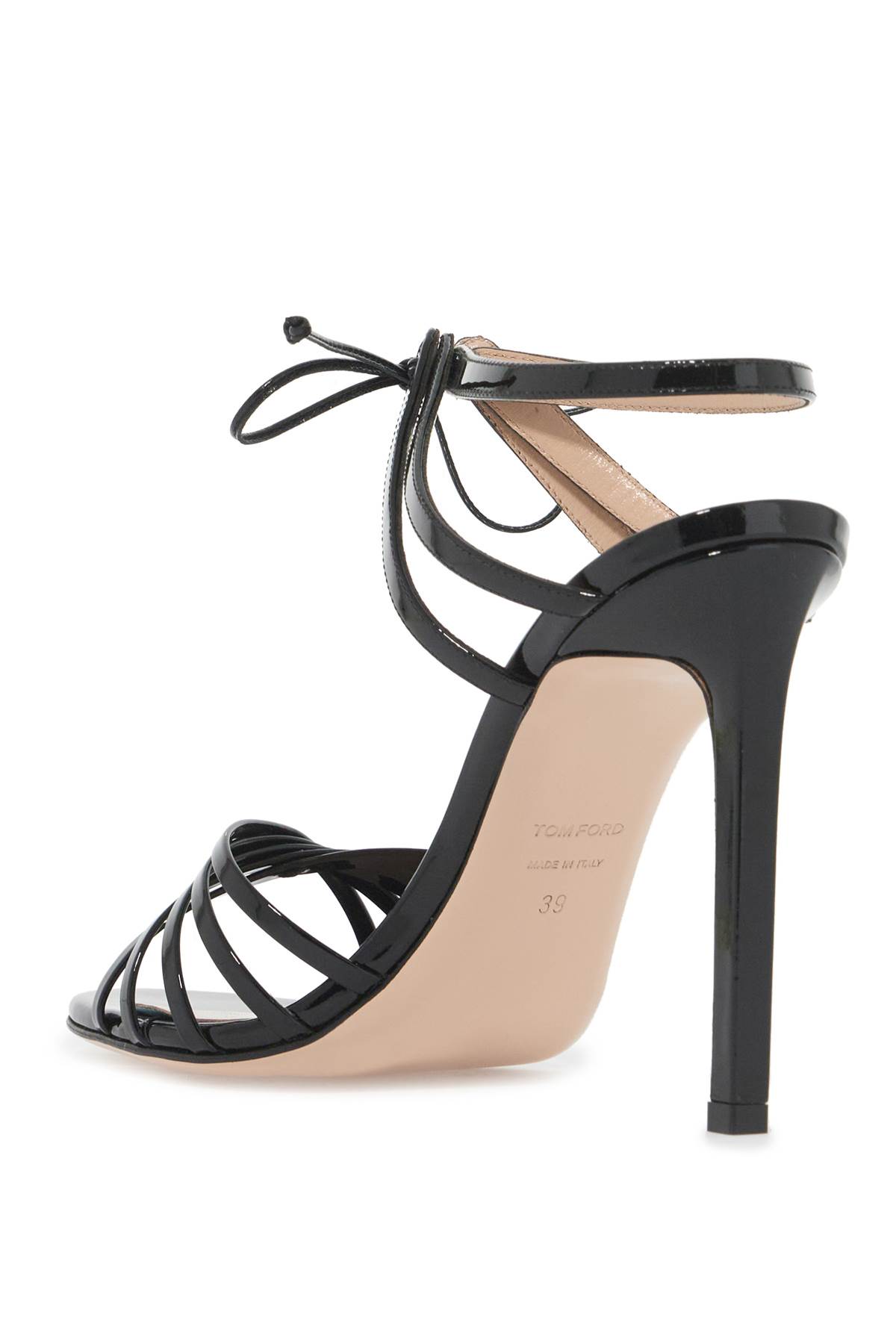 Shop Tom Ford Glossy Sandals With Criss-cross In Black (black)