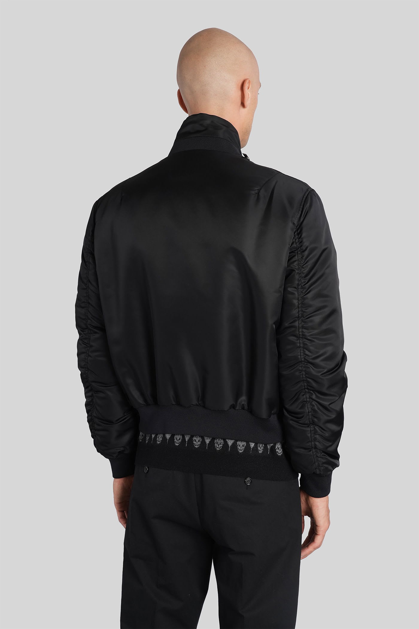 Alexander Mcqueen Bomber Jacket In Black Polyamide In Black